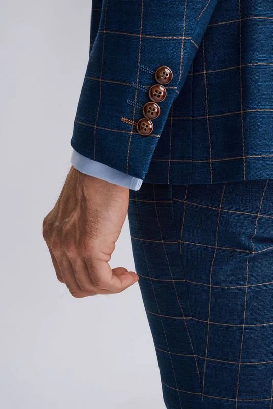 Hamleys Men's Navy Check Three Piece Suit - Image 6