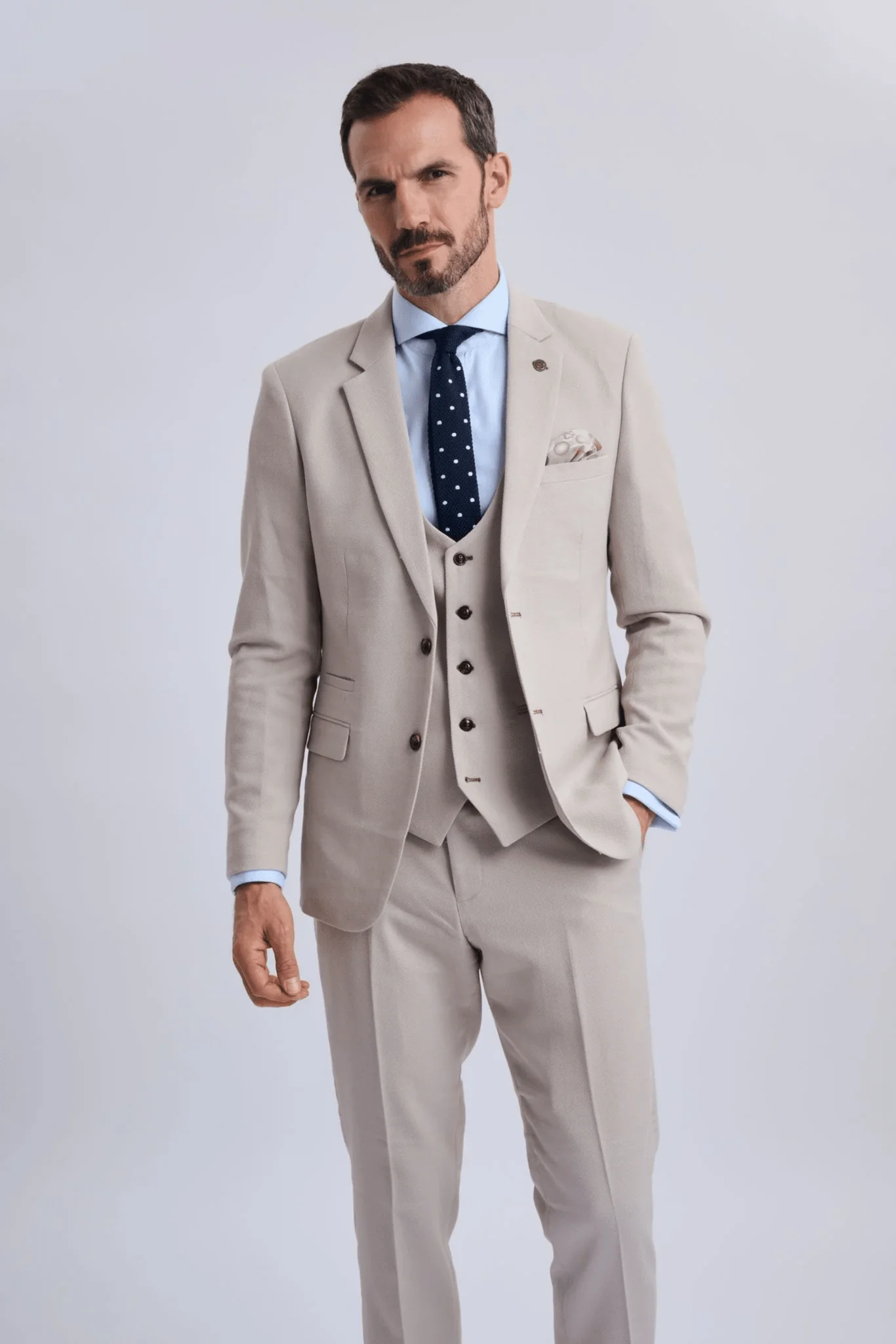 HM5 Stone Tailored Three Piece Suit - Image 3