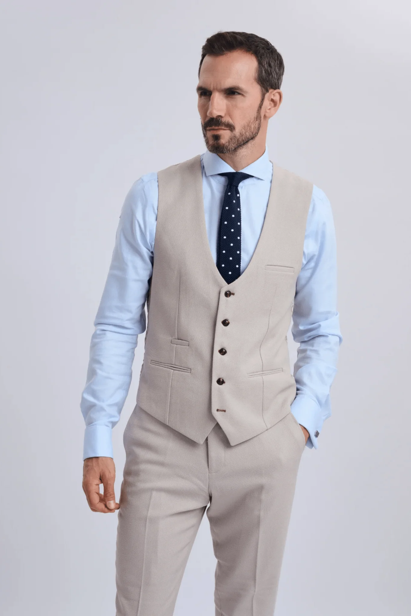 HM5 Stone Tailored Three Piece Suit - Image 5