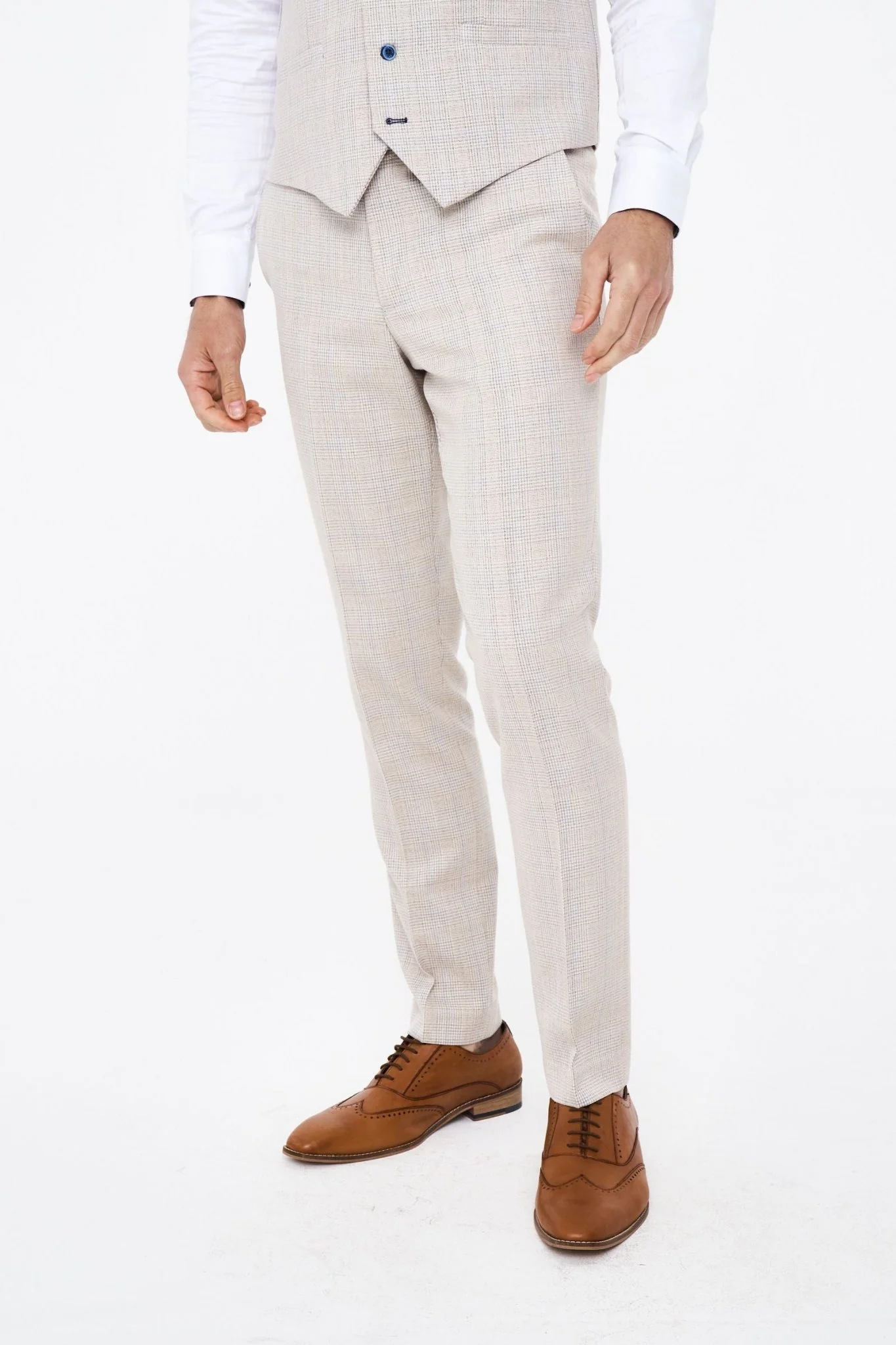House of Cavani Caridi Beige Short Check Three Piece Suit - Image 8