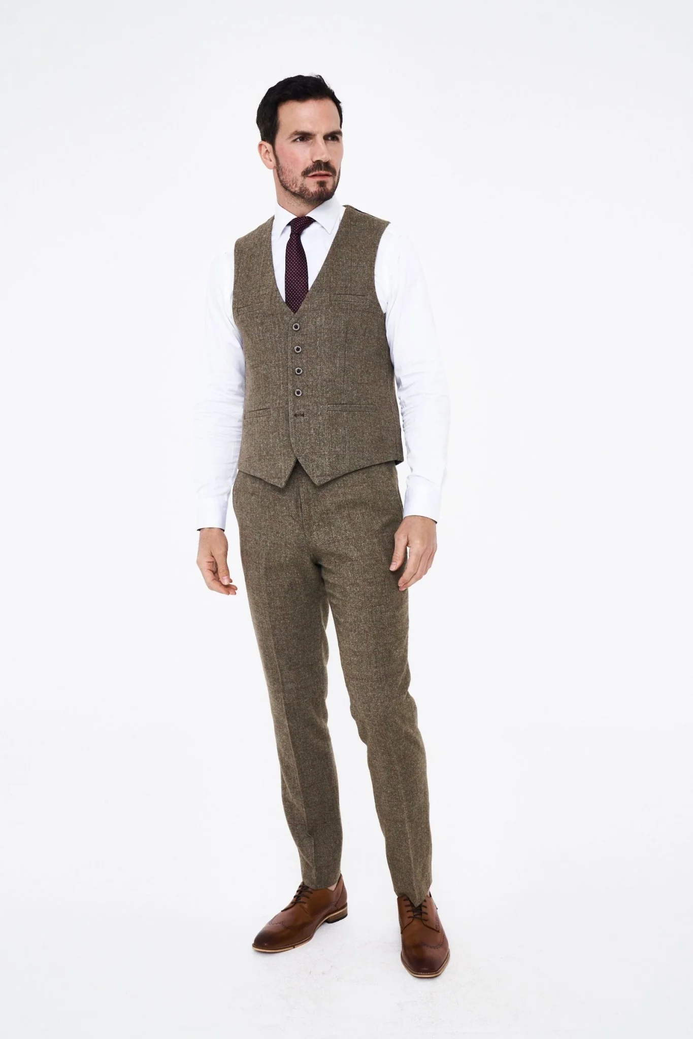 House of Cavani Gaston Sage Tweed Three Piece Suit - Image 3