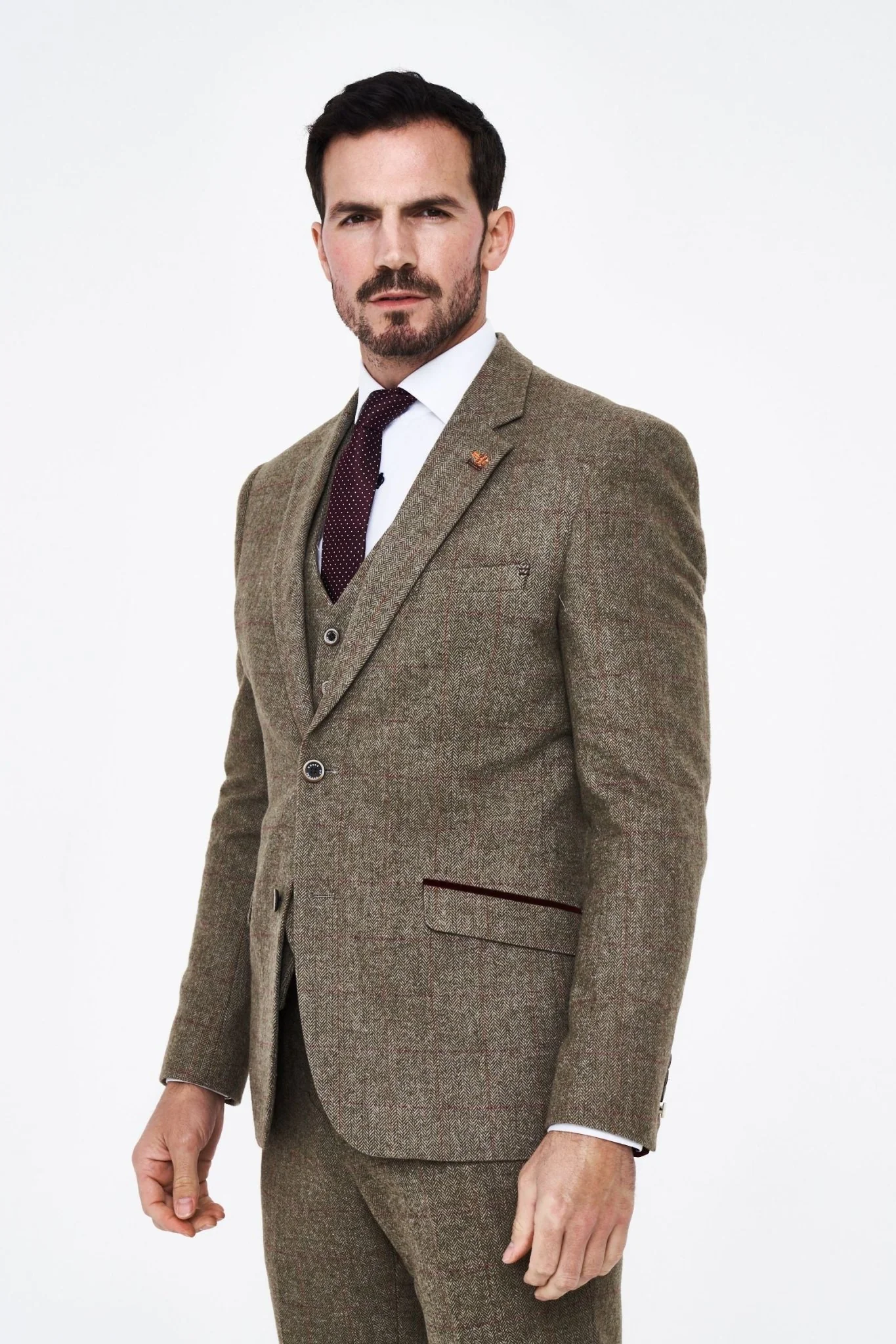 House of Cavani Gaston Sage Tweed Three Piece Suit - Image 5