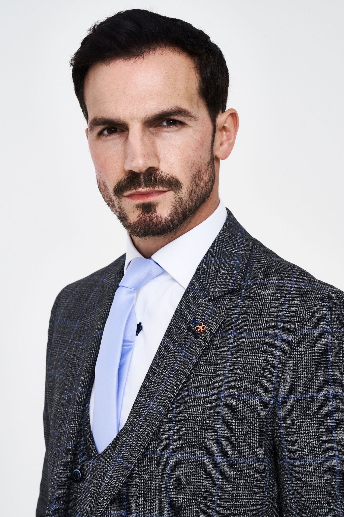 House of Cavani Power Grey Tweed Slim Fit Suit - Image 5