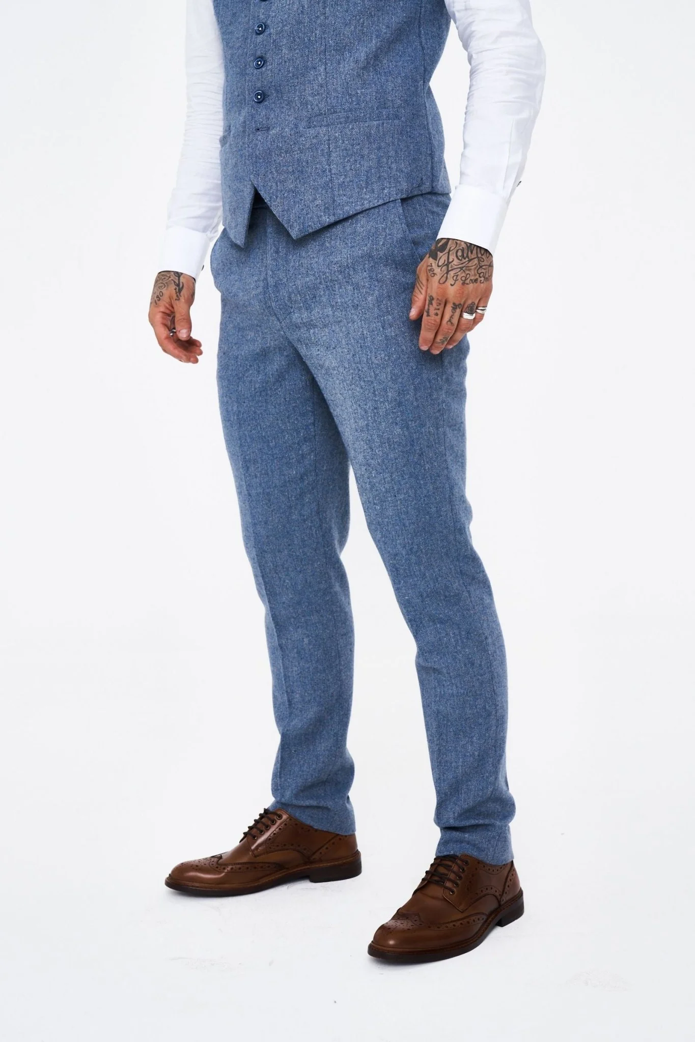 House of Cavani Wells Blue Tweed Slim Fit Suit - Image 10