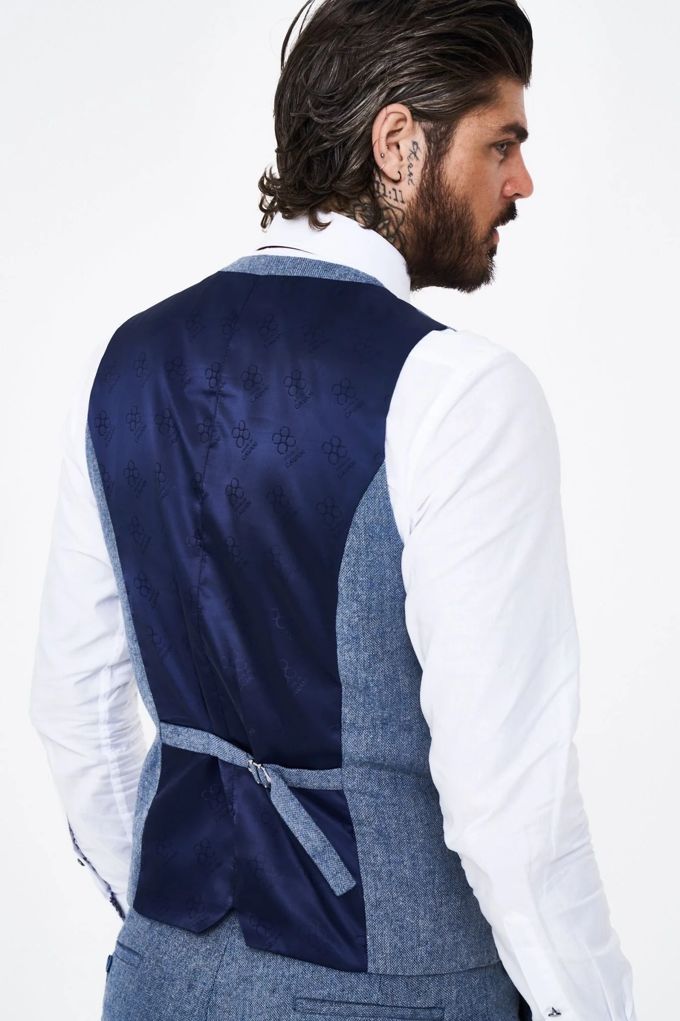 House of Cavani Wells Blue Tweed Slim Fit Suit - Image 8
