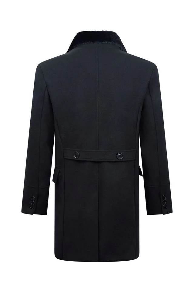 Imperiale Black Detachable Fur Overcoat - Image 3