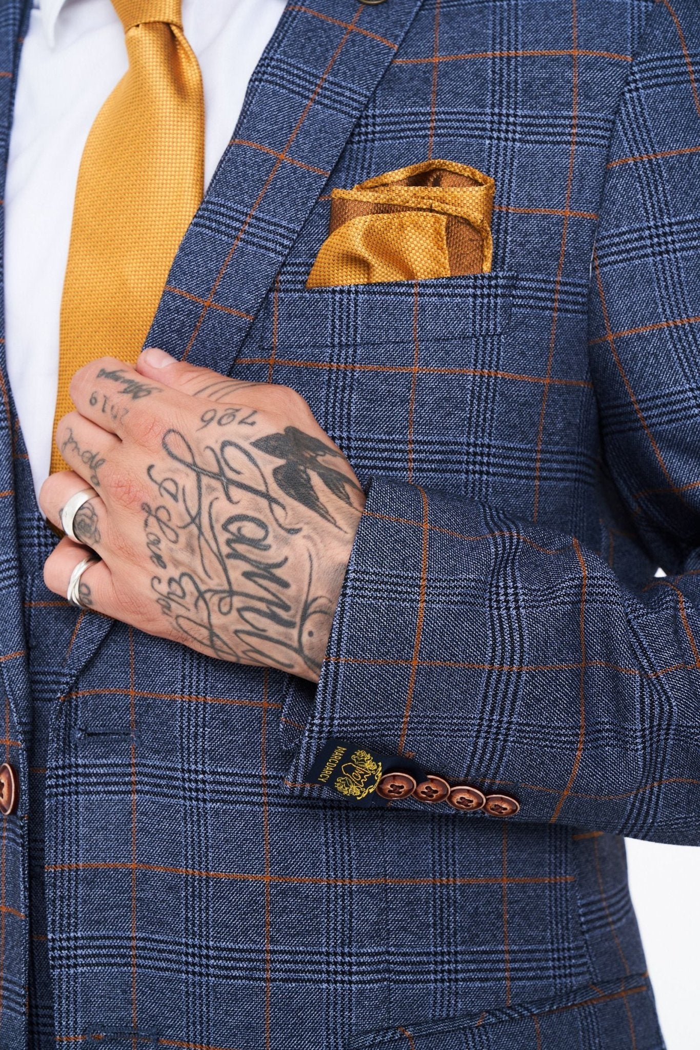 Jenson - Marine Check Suit With Double Breasted Waistcoat - Image 5