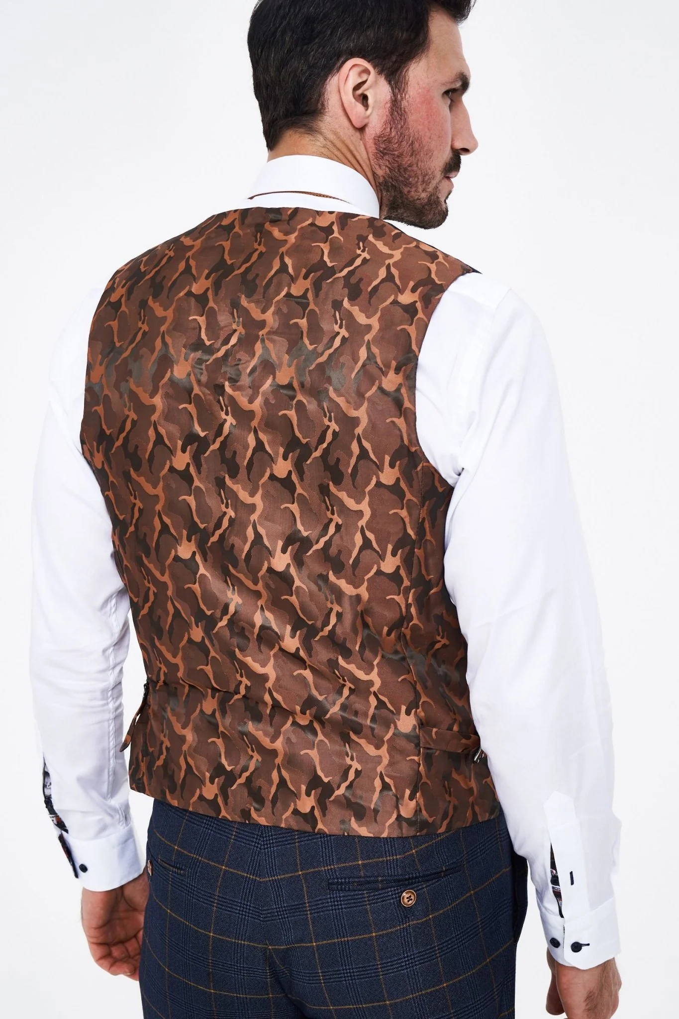 Jenson - Sky Blue Check Suit With Double Breasted Waistcoat - Image 6