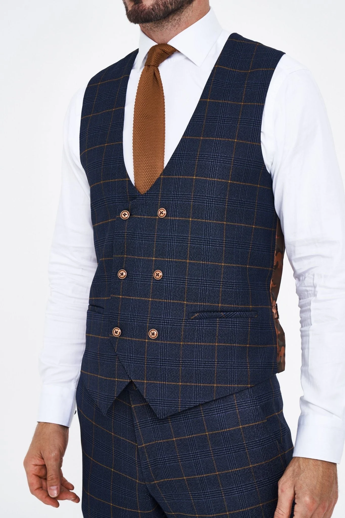 Jenson - Sky Blue Check Suit With Double Breasted Waistcoat - Image 7