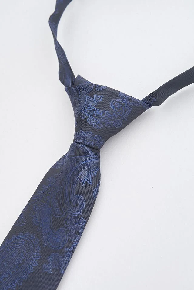 Junior Navy Paisley Tie - Image 2