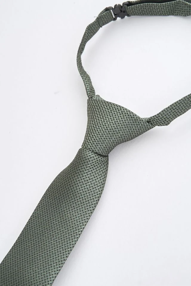 Junior Olive Textured Tie - Image 2