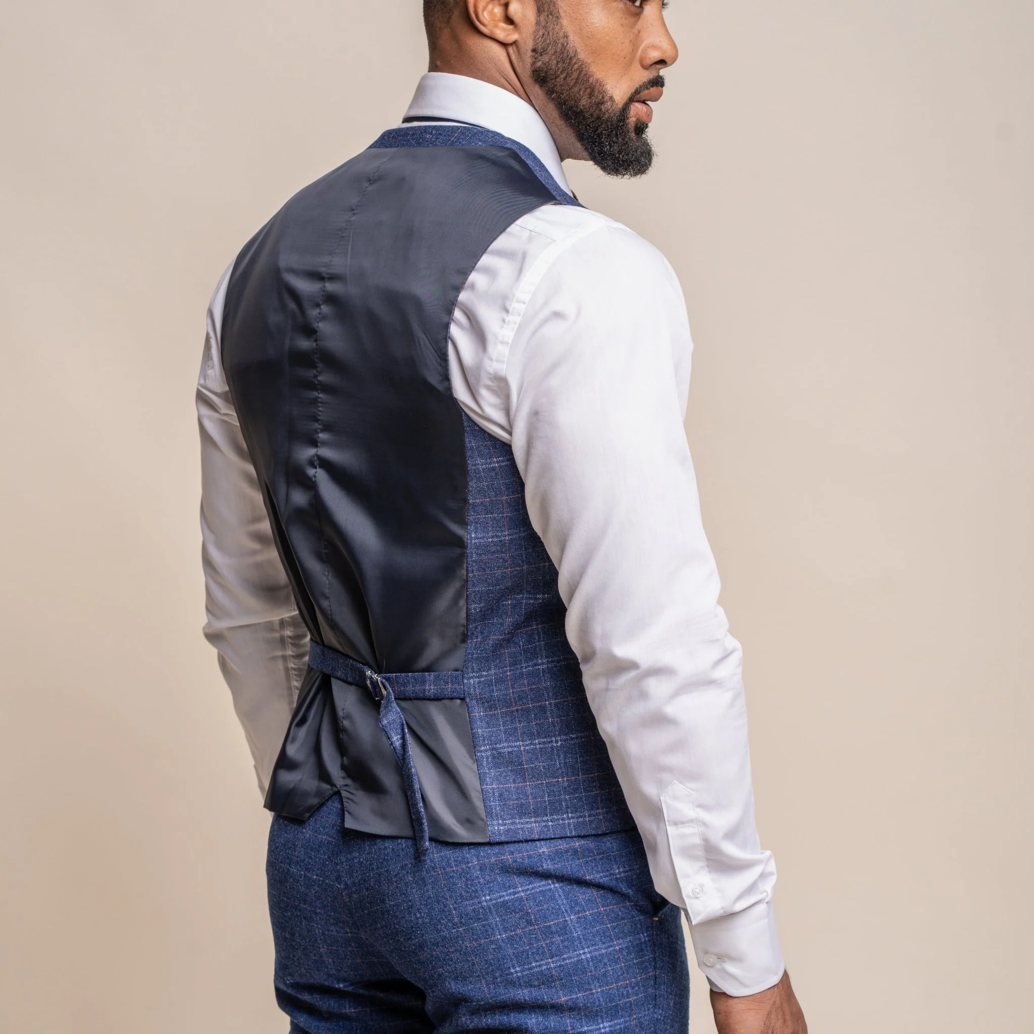 Kaiser blue checked waistcoat - Image 3