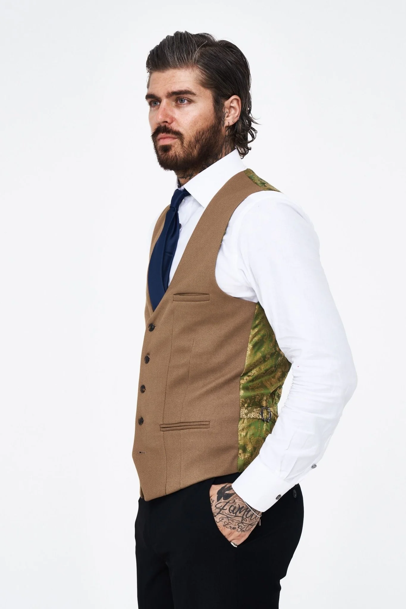 Kelvin - Oak Single Breasted Waistcoat - Image 3