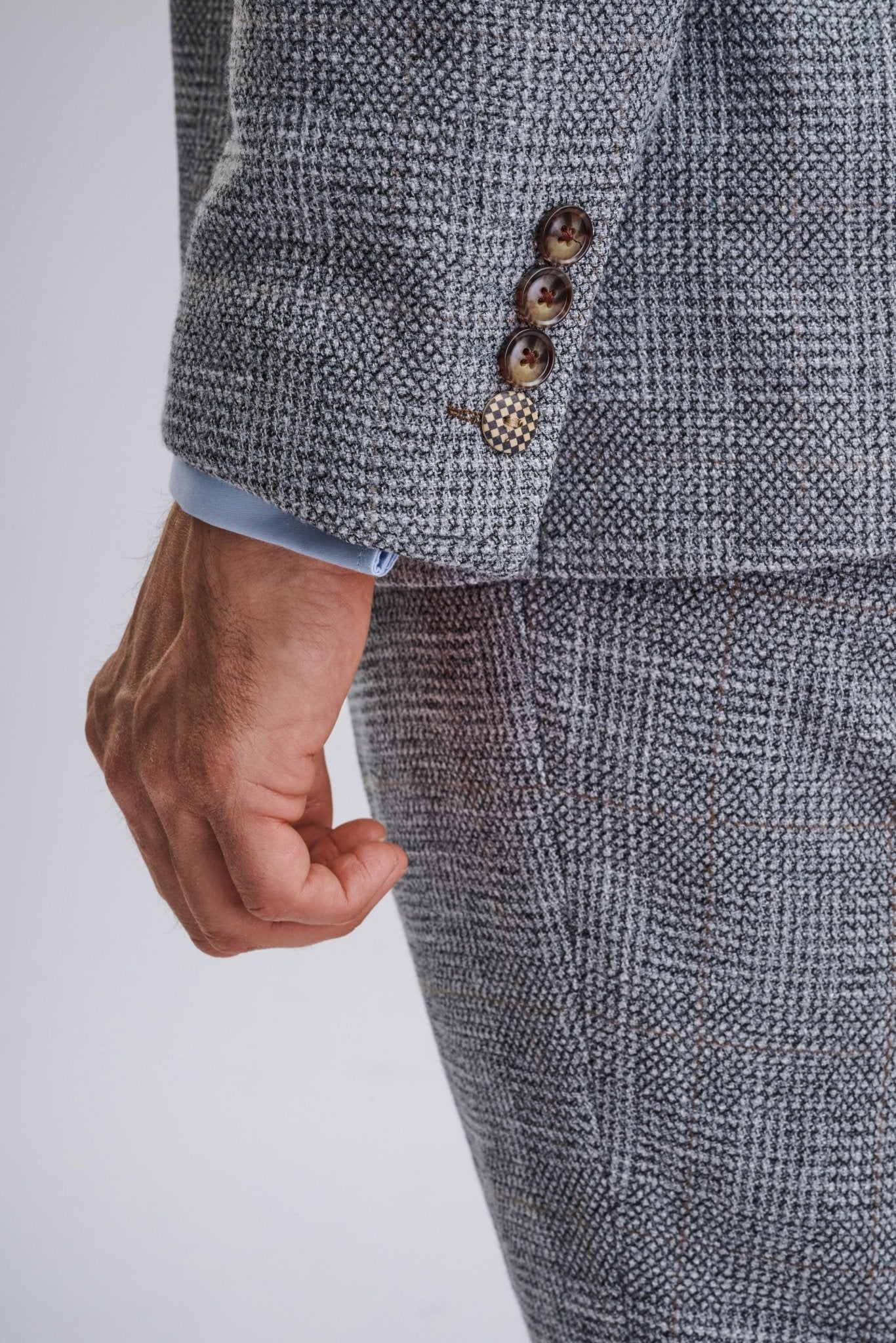 Kris - Silver Grey Tweed Three Piece Suit - Image 6