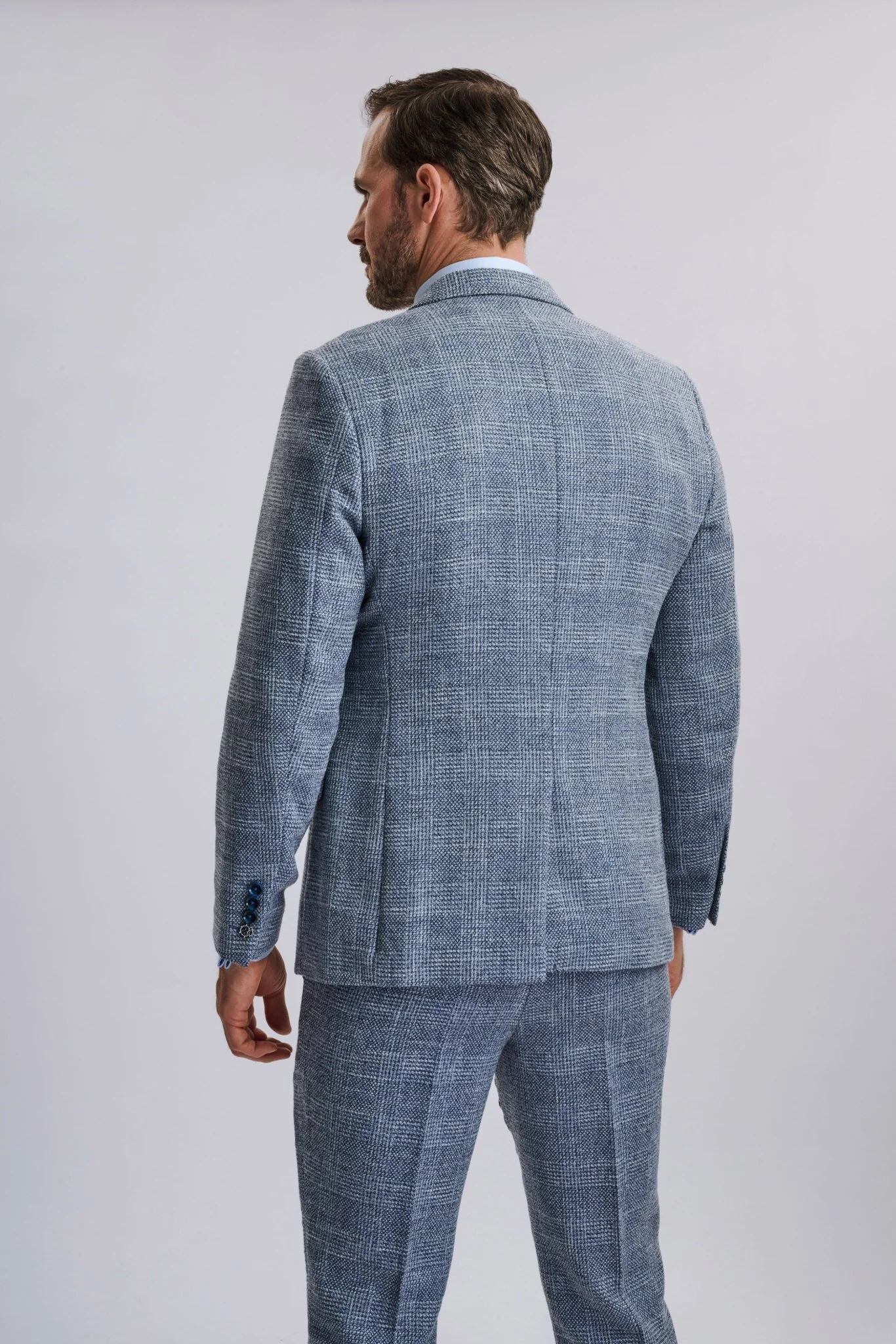 Kris - Sky Blue Tweed Three Piece Suit - Image 10