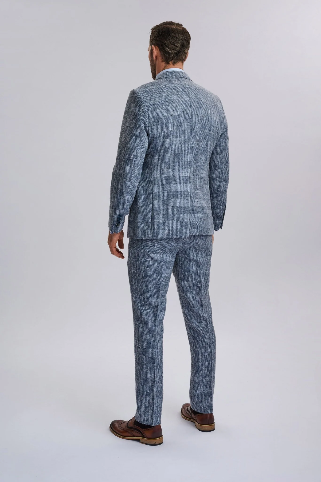 Kris - Sky Blue Tweed Three Piece Suit - Image 12