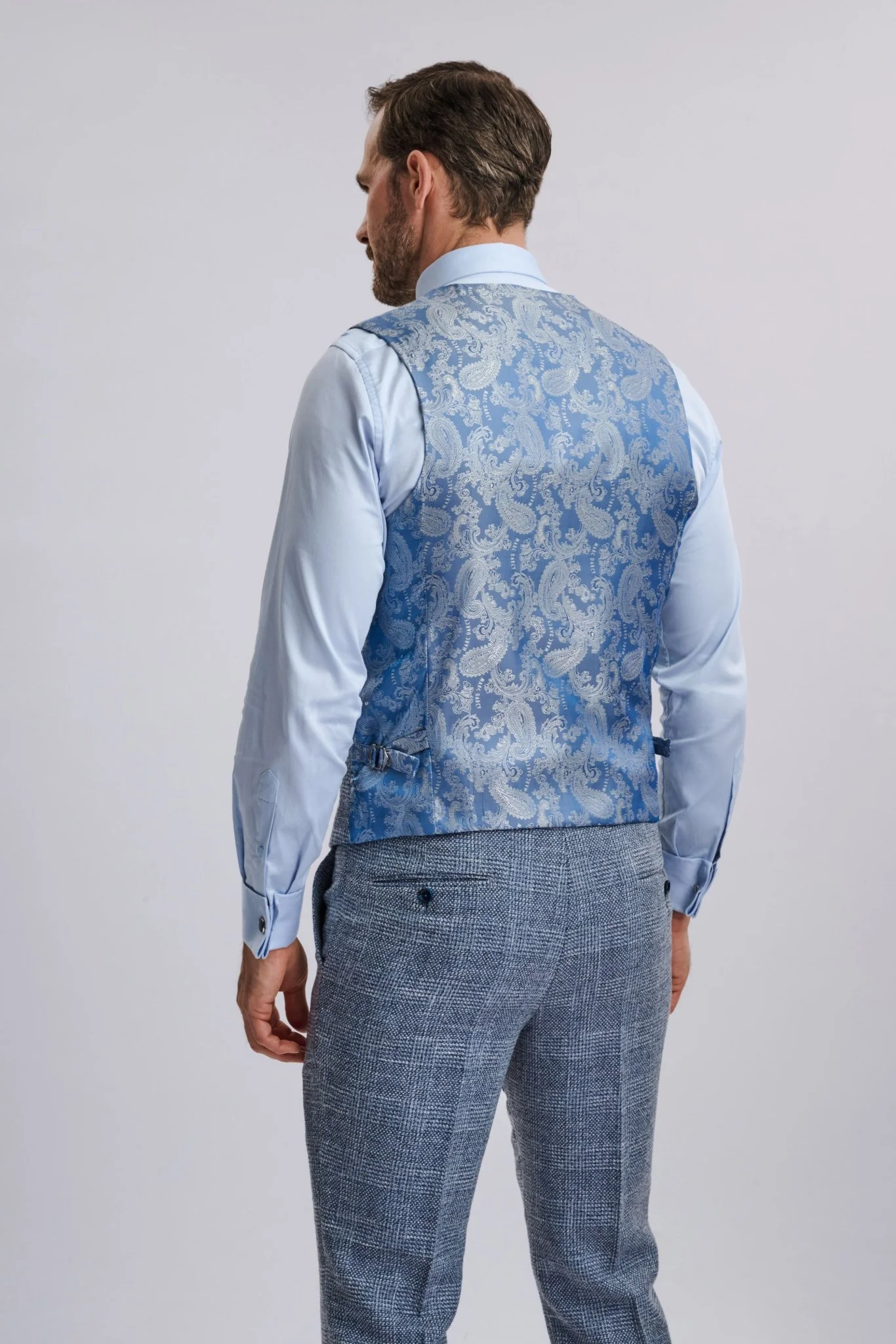 Kris - Sky Blue Tweed Three Piece Suit - Image 3