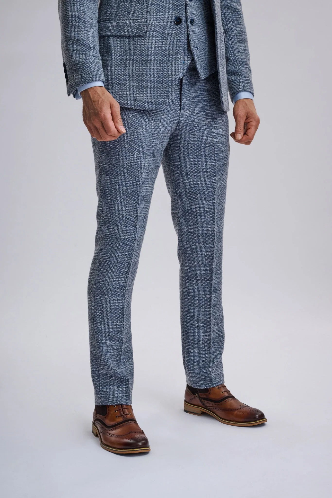 Kris - Sky Blue Tweed Three Piece Suit - Image 9