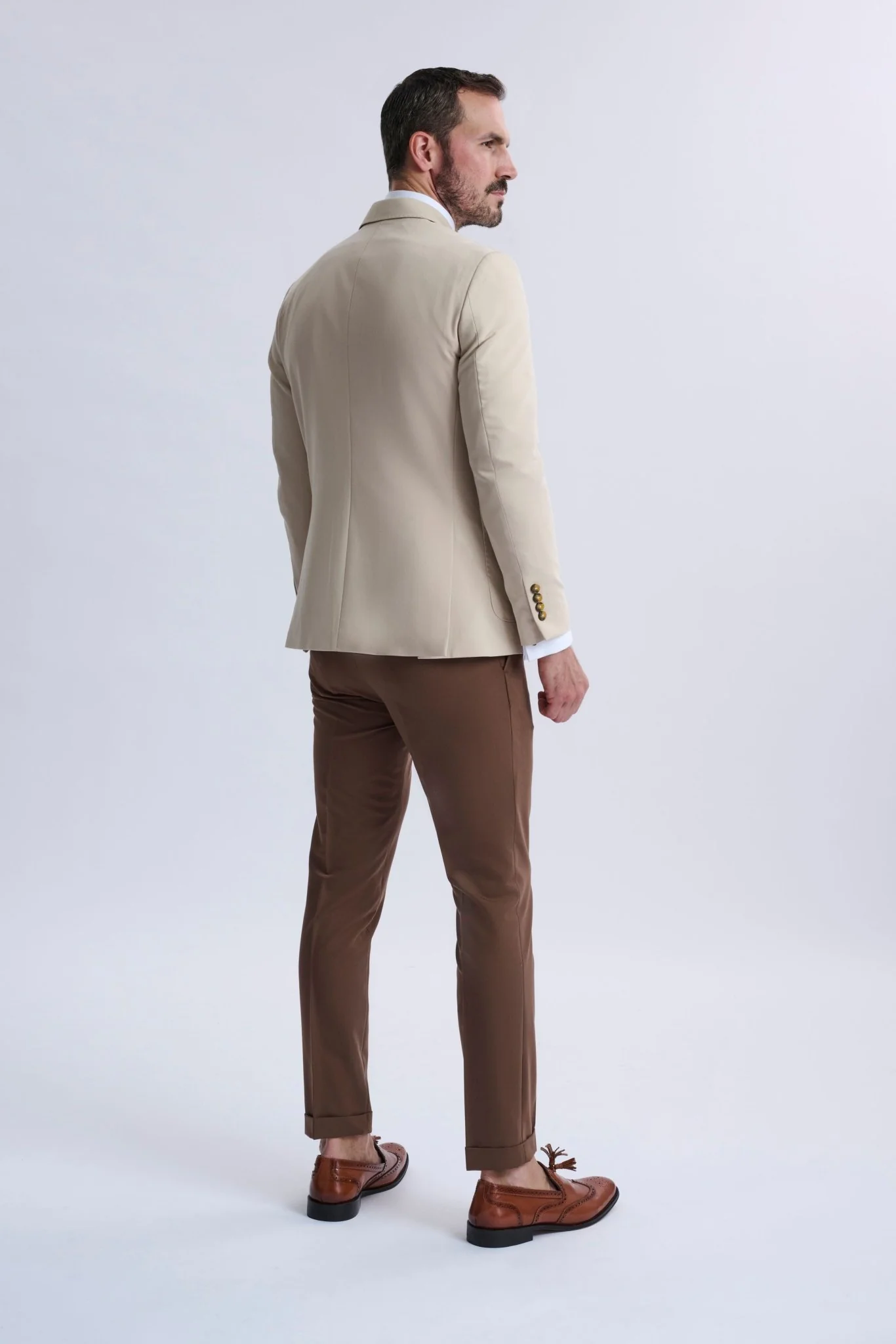 Leandro Fixed Double-Breasted Suit with Tobacco Trousers - Image 2