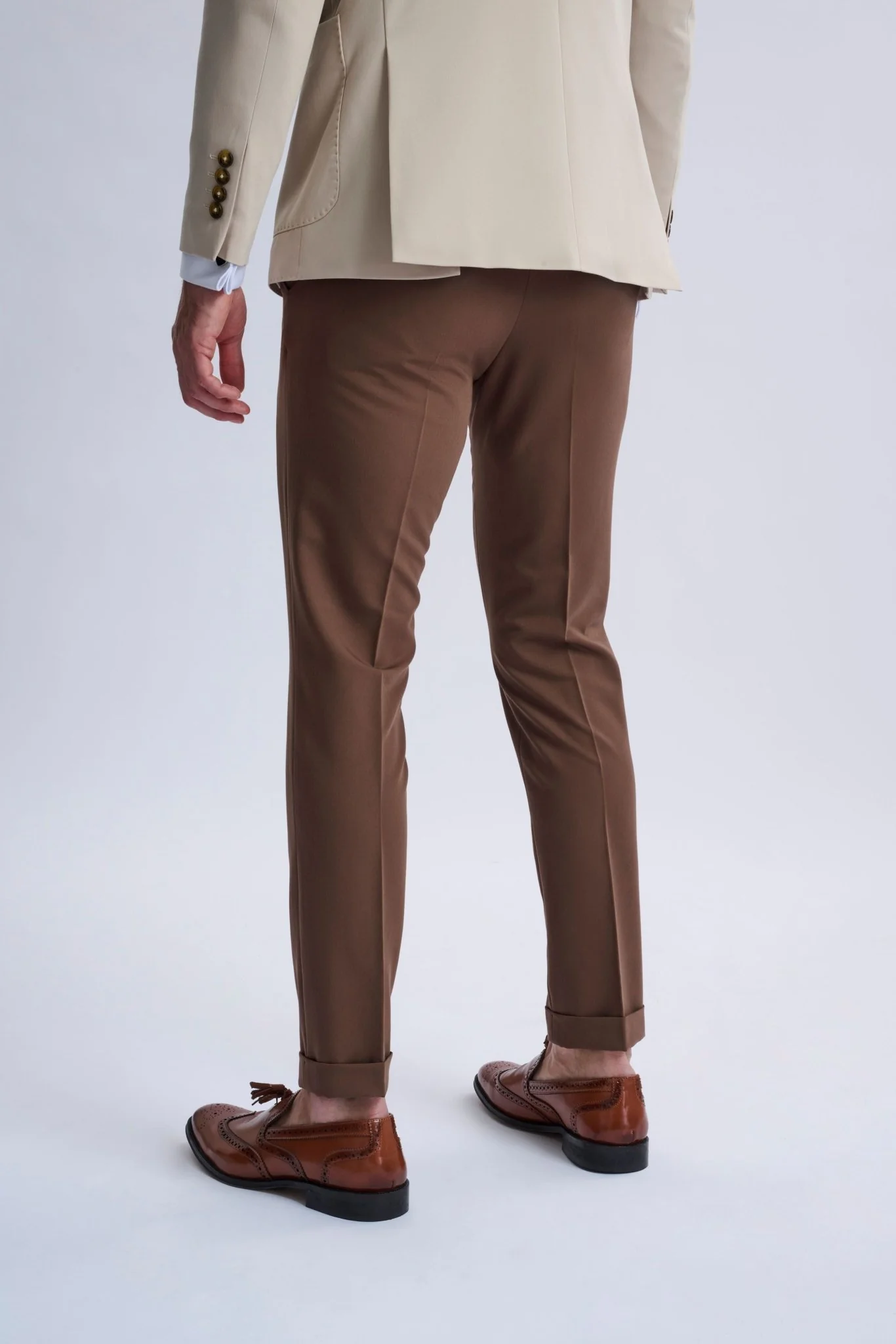 Leandro Fixed Double-Breasted Suit with Tobacco Trousers - Image 5