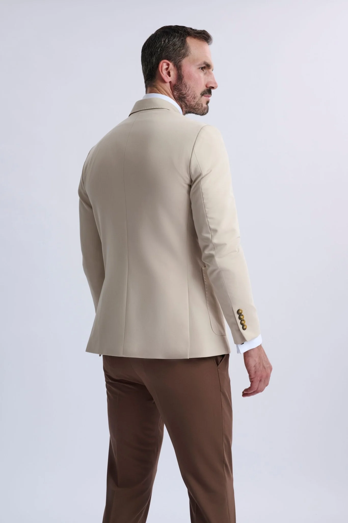 Leandro Fixed Double-Breasted Suit with Tobacco Trousers - Image 8
