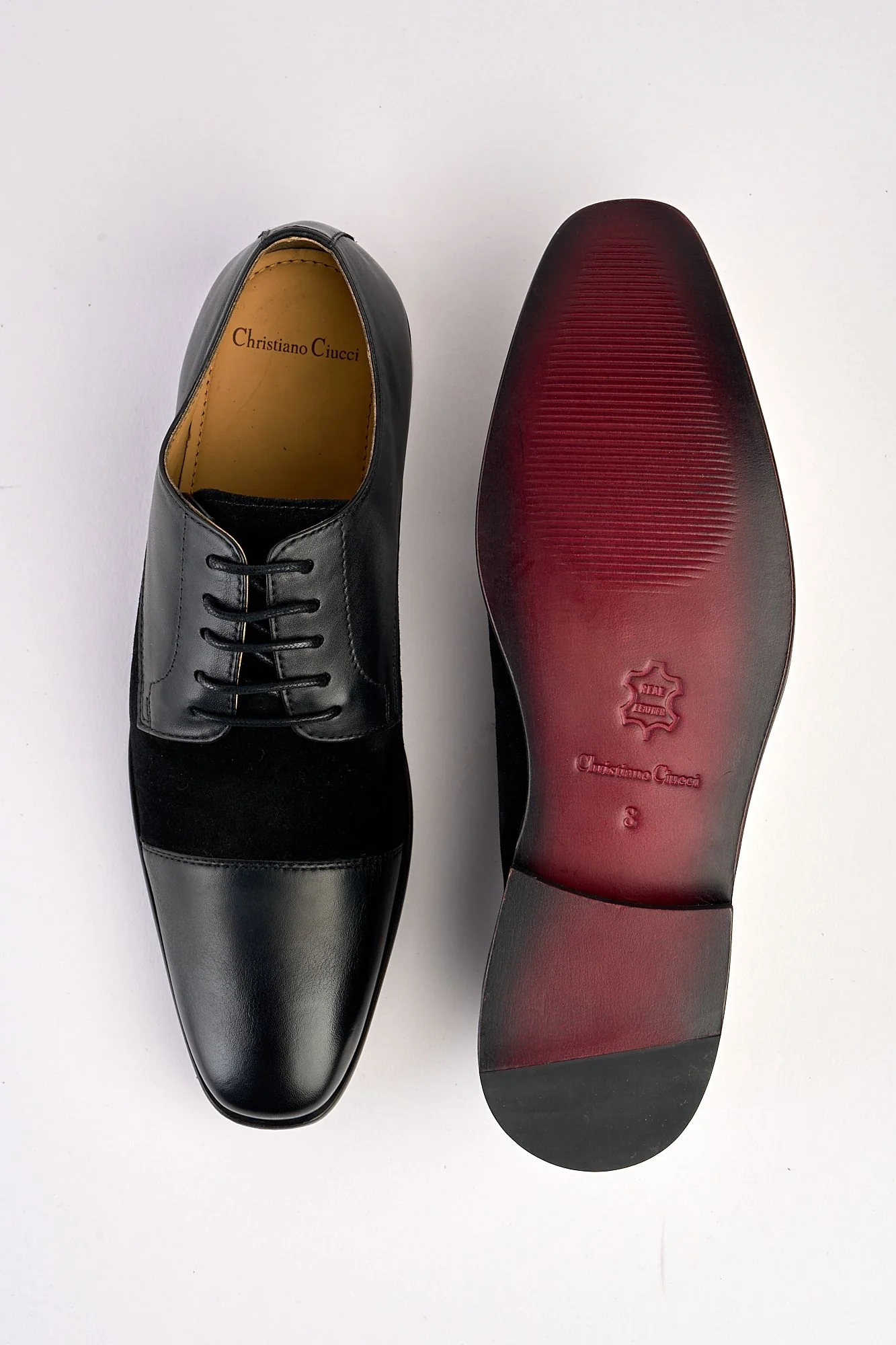 Leonardo Black Laced Shoe with Suede Pattern - Image 3