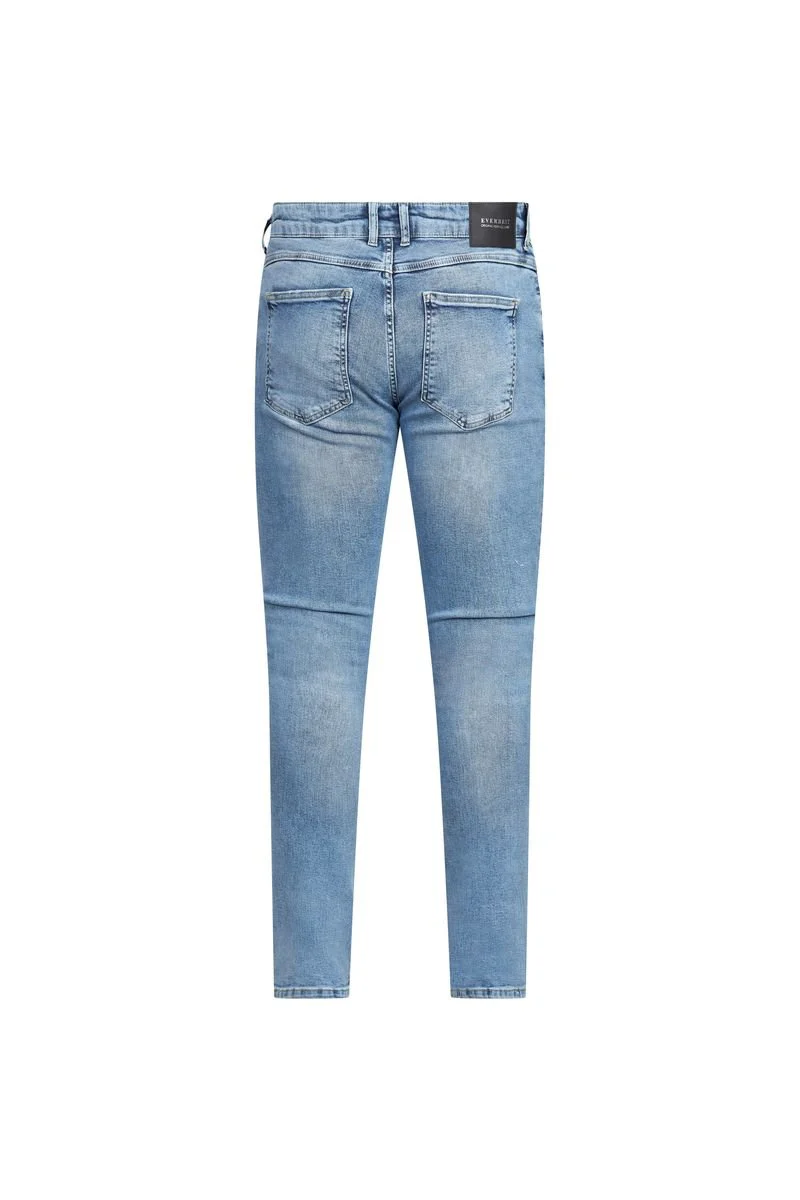 Light Blue Subtle Distress Slim Jeans - Image 2