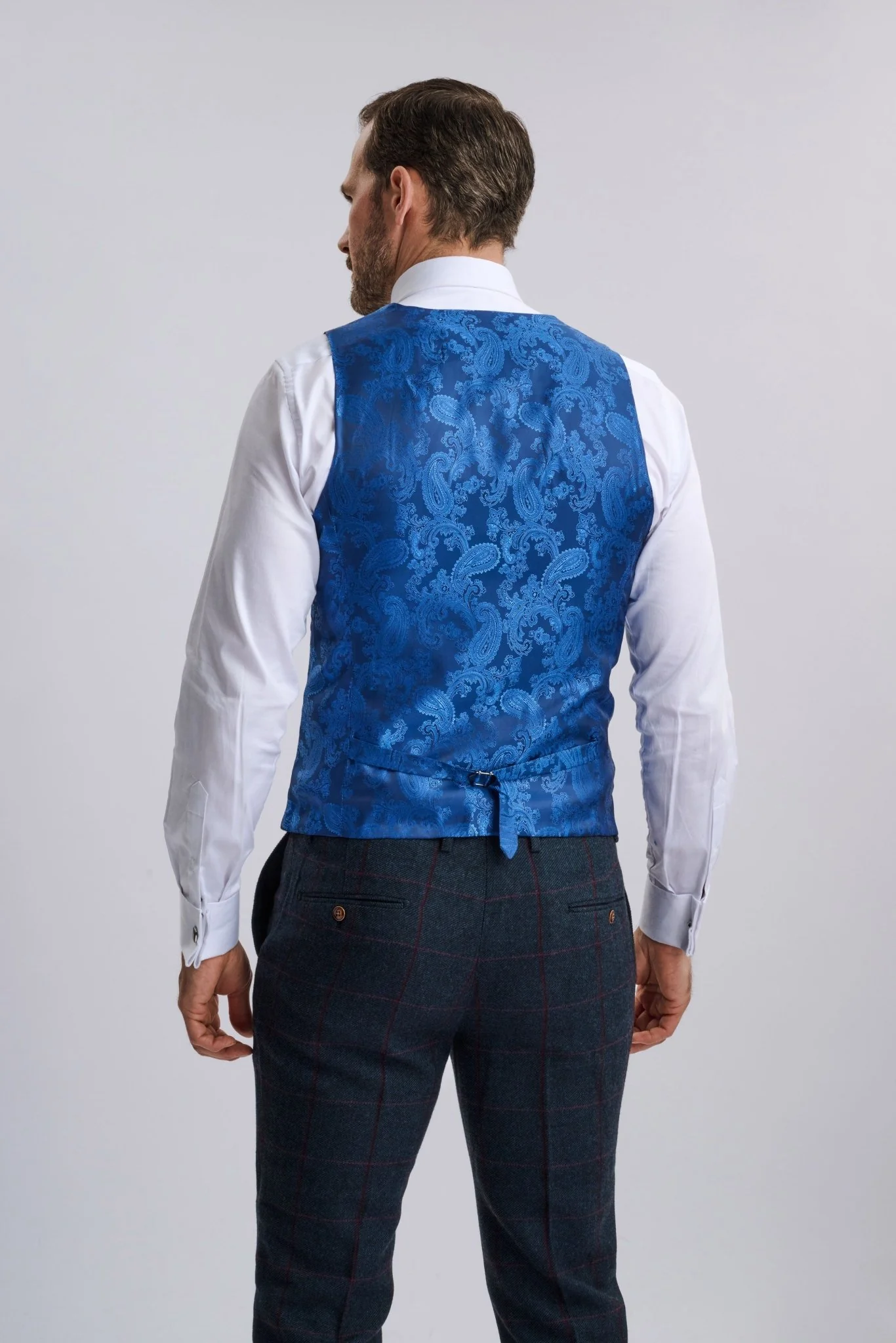 Madrid Navy Tweed Check Three Piece Suit - Image 3
