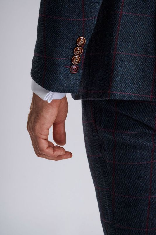 Madrid Navy Tweed Check Three Piece Suit - Image 6