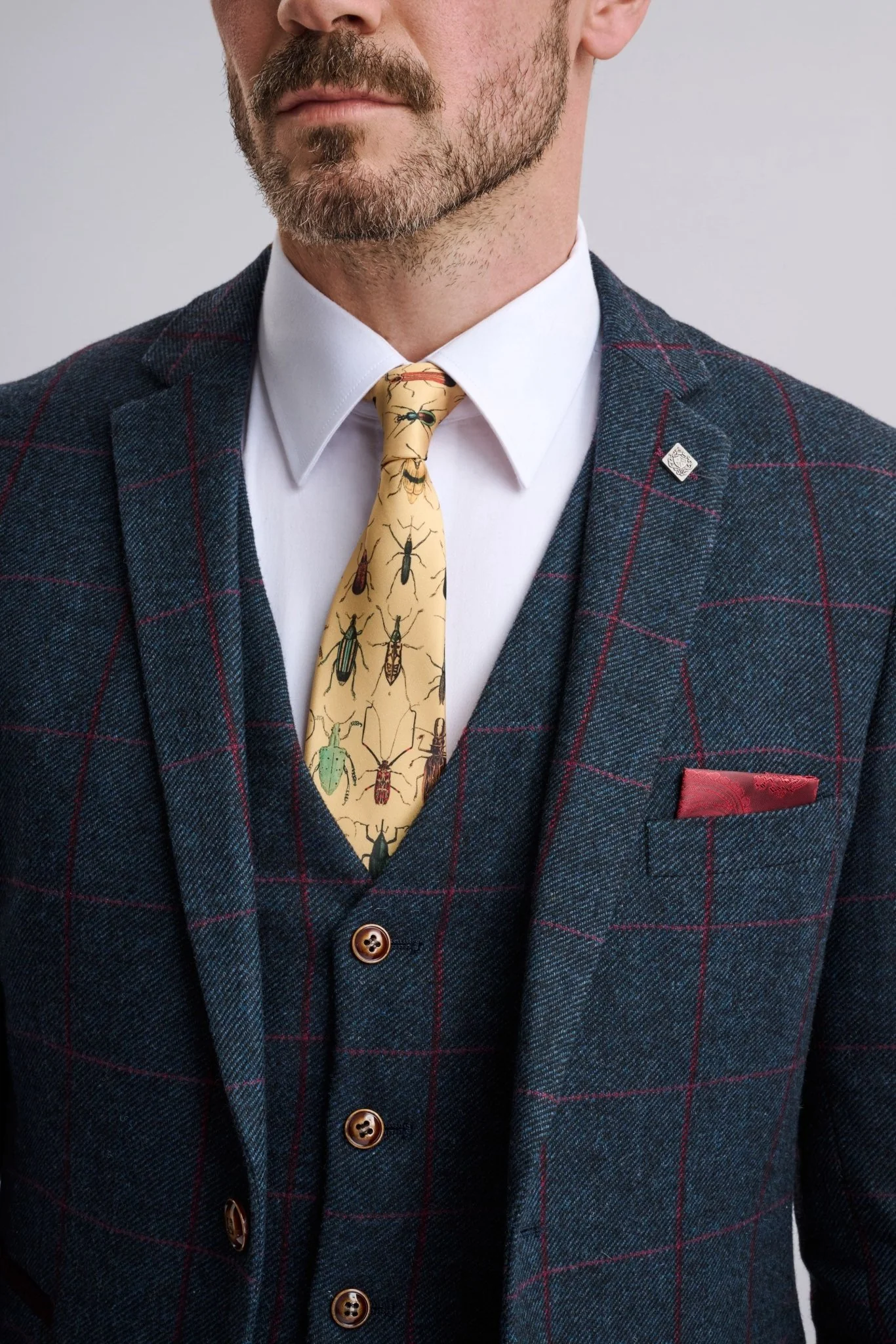 Madrid Navy Tweed Check Three Piece Suit - Image 7
