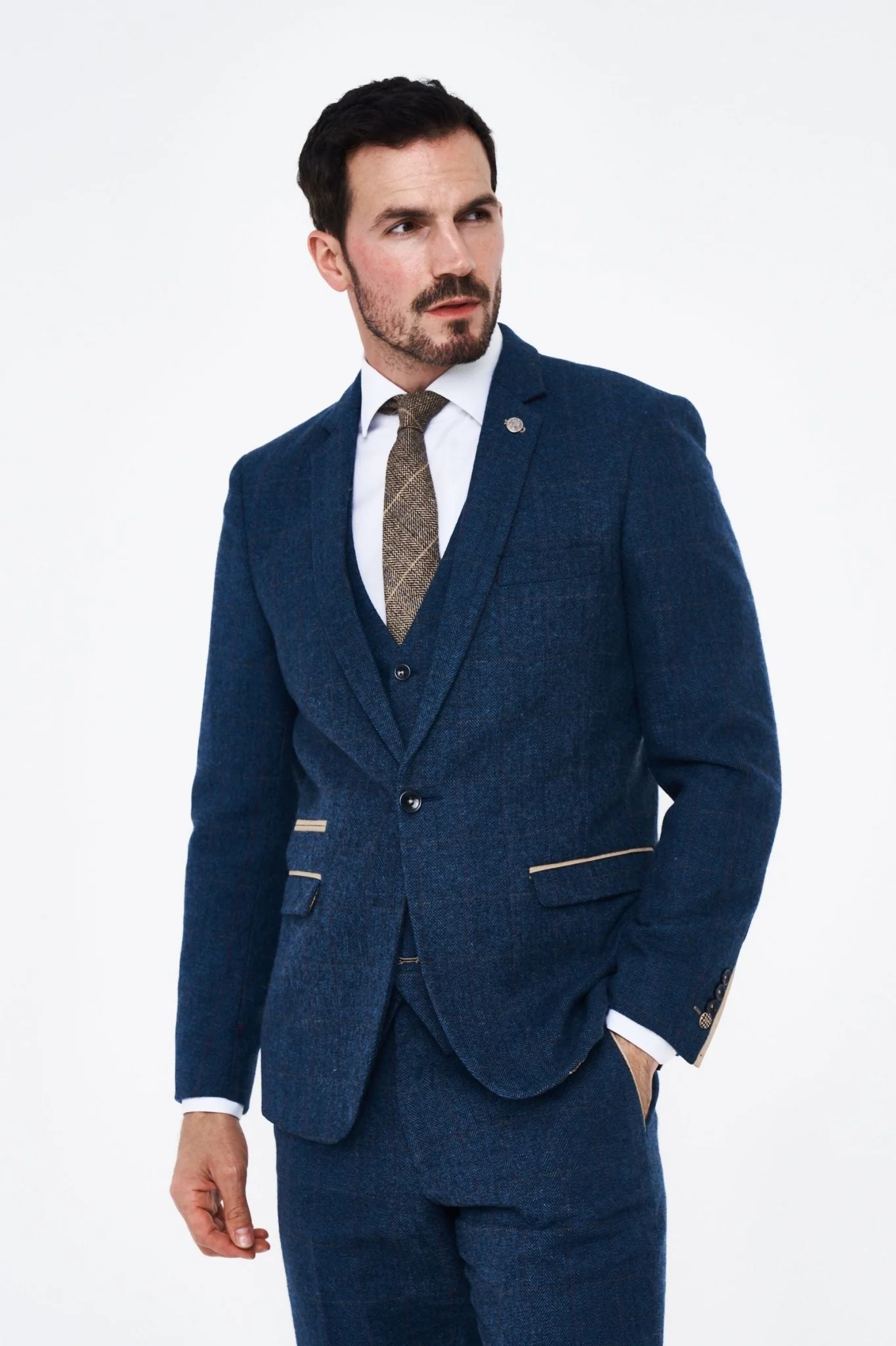 Marc Darcy Dion Blue Tweed Blazer - Image 3