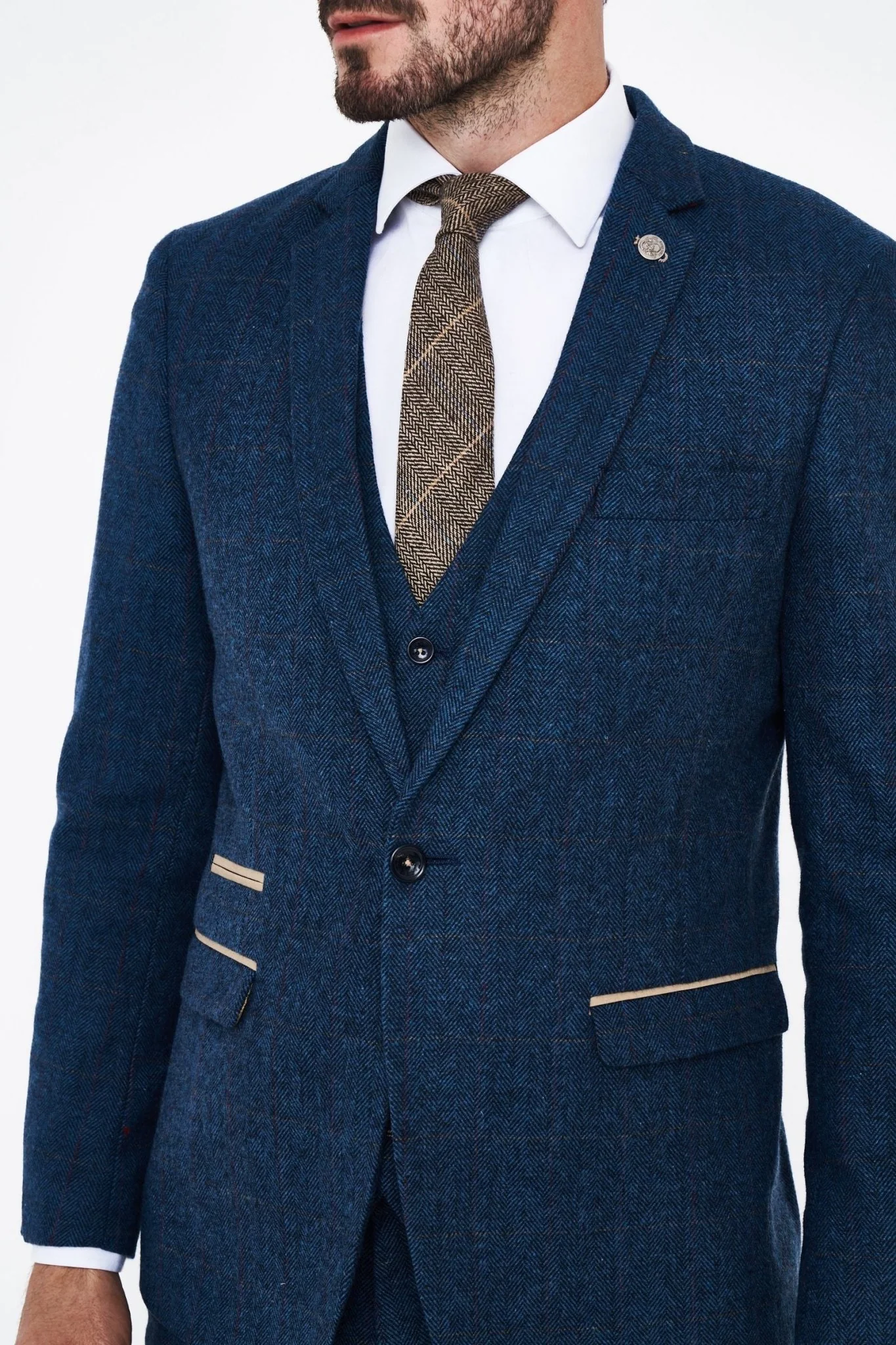 Marc Darcy Dion Blue Tweed Blazer - Image 4
