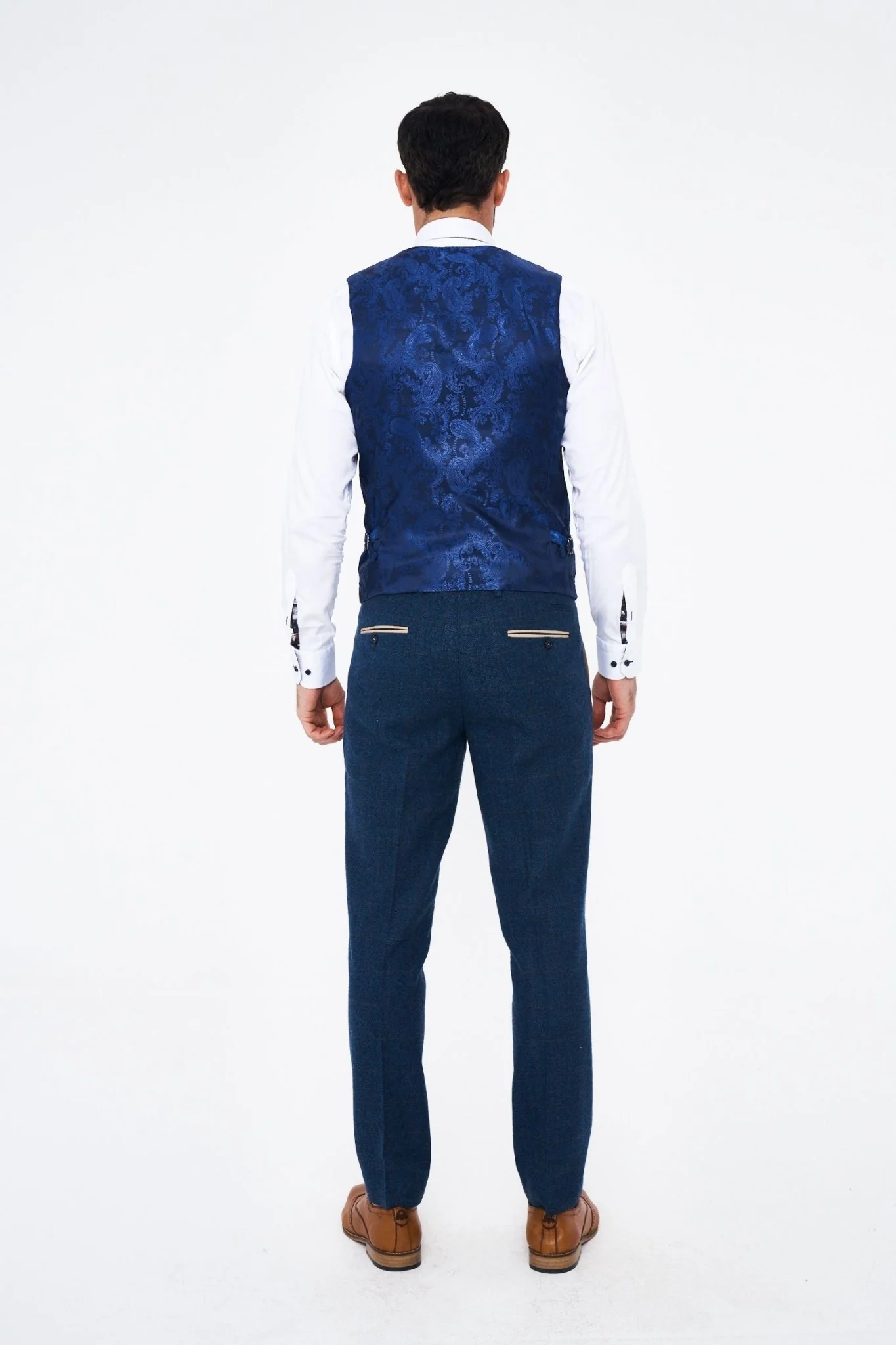 Marc Darcy Dion Blue tweed Waistcoat. - Image 3