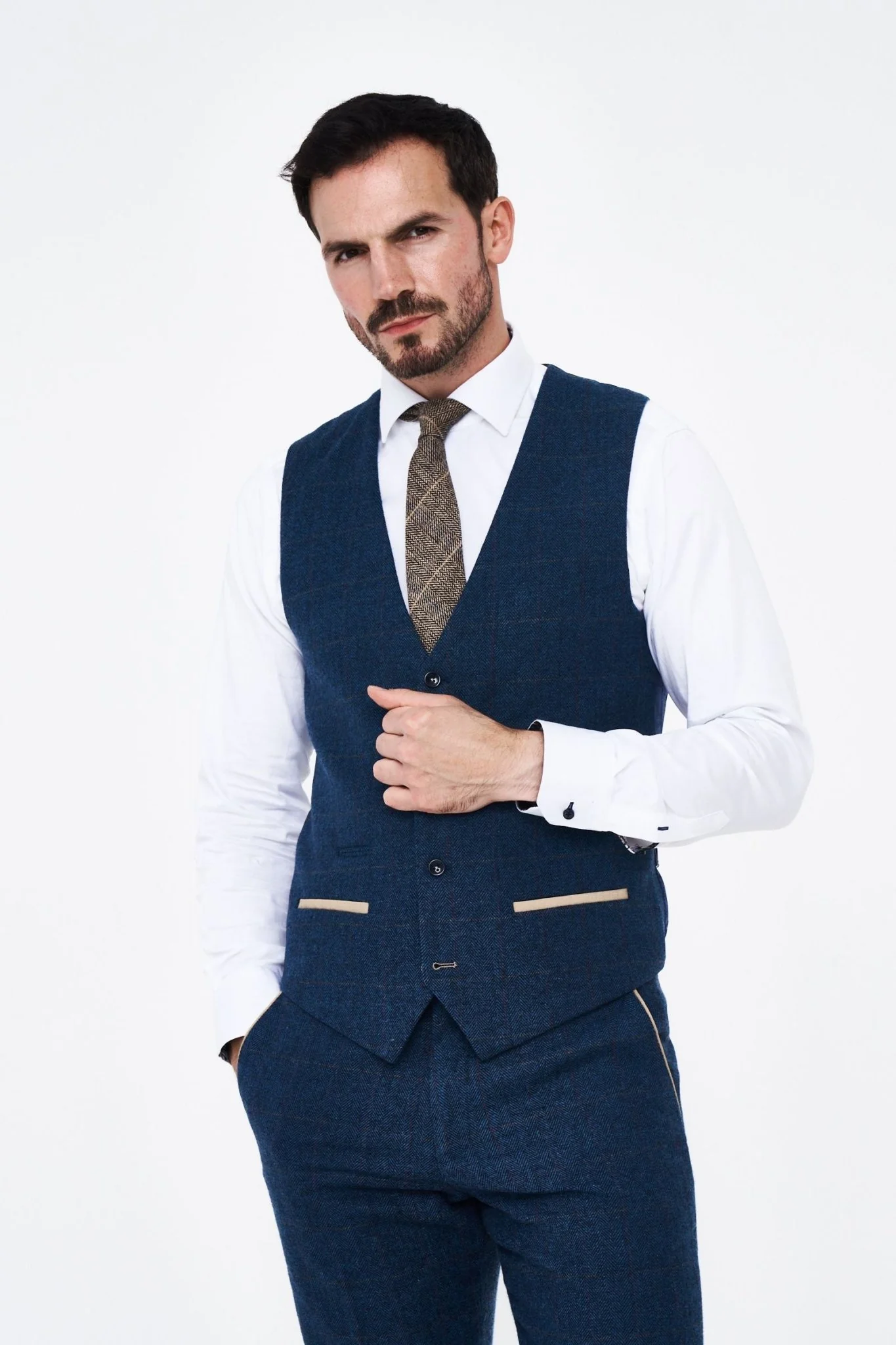 Marc Darcy Dion Blue tweed Waistcoat. - Image 4