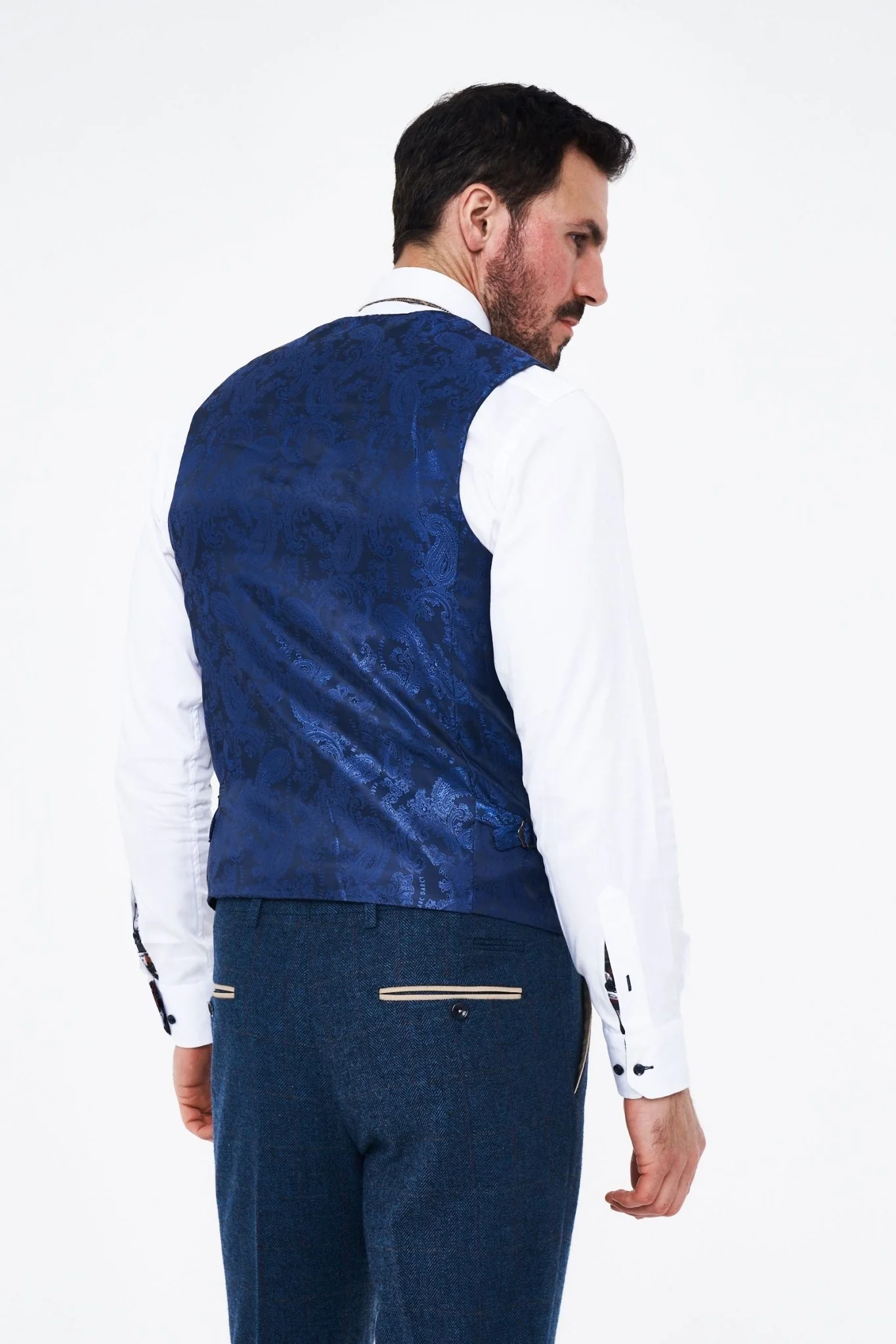 Marc Darcy Dion Blue tweed Waistcoat. - Image 5