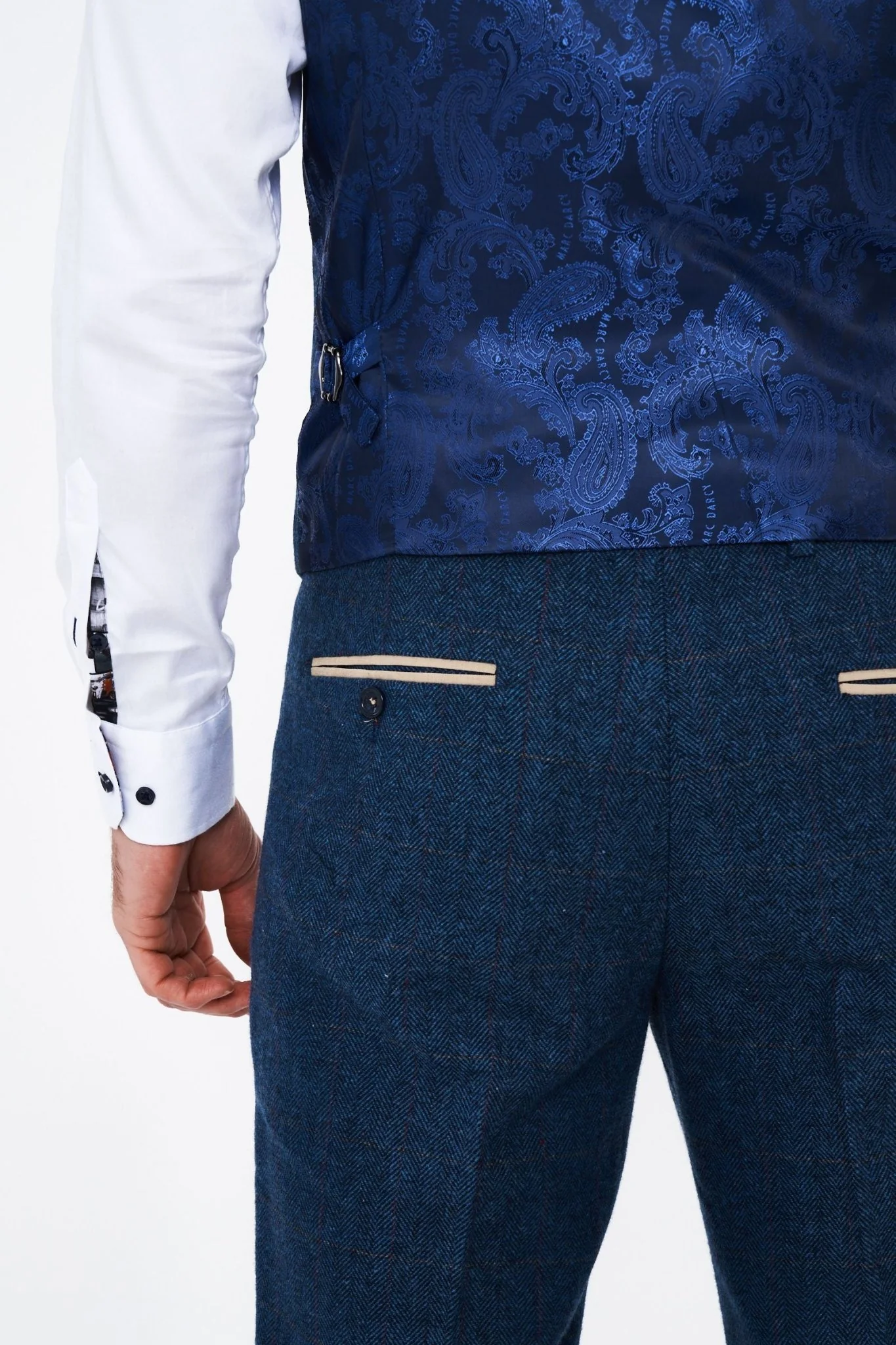 Marc Darcy Dion Blue tweed Waistcoat. - Image 6