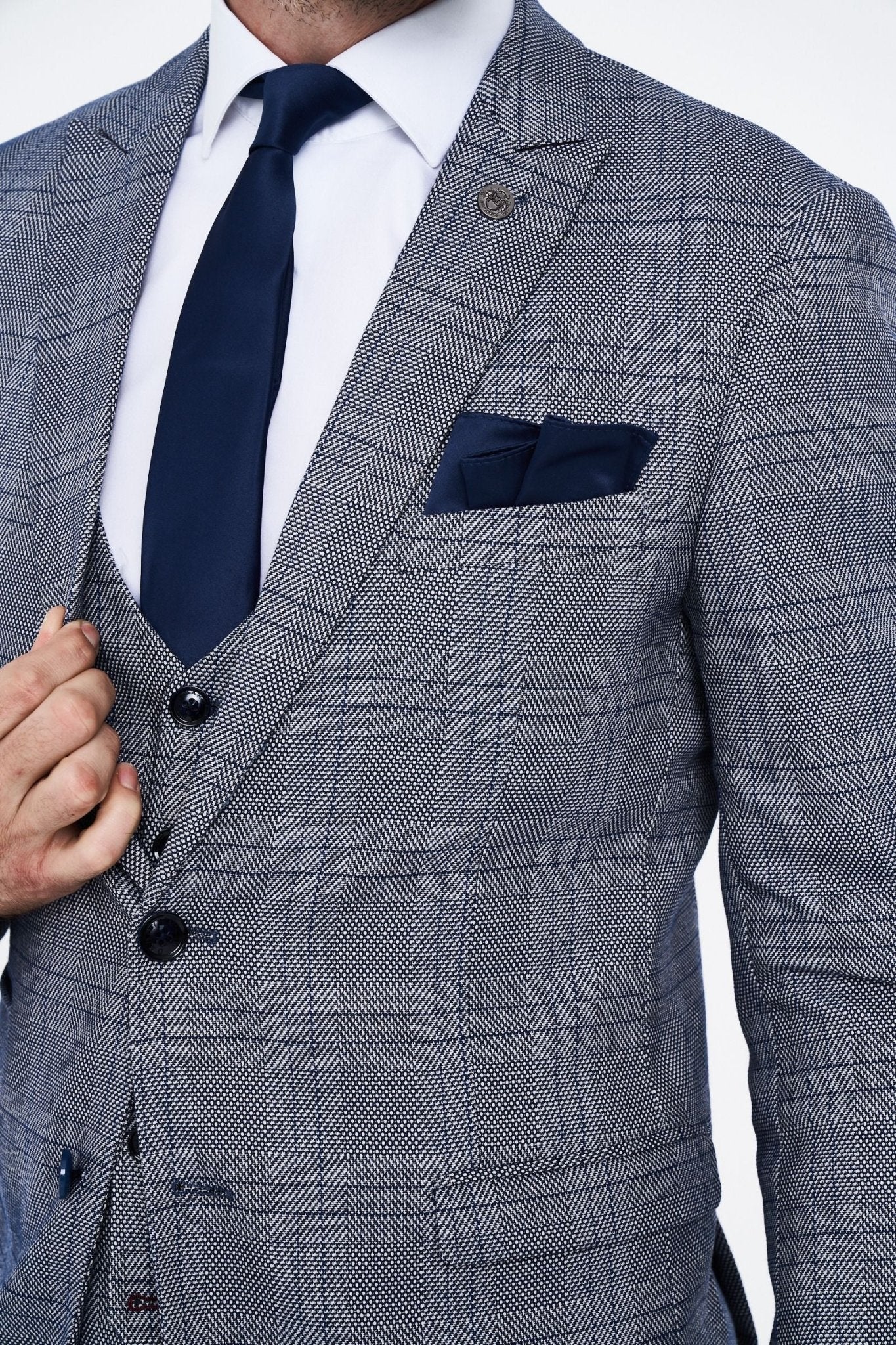Marc Darcy Jerry Grey Check Three piece Suit - Image 5