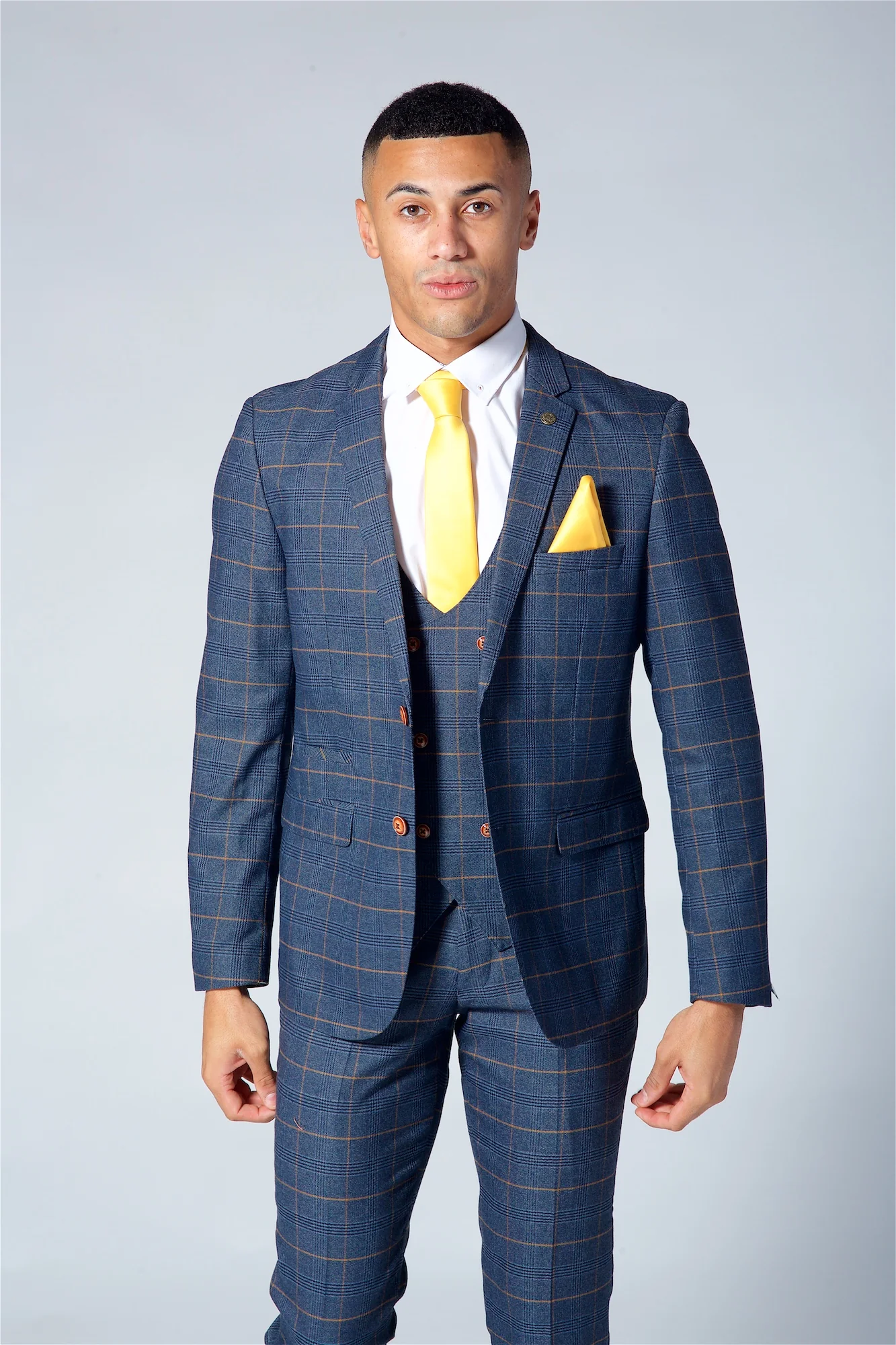 Marc Darcy Jenson Navy Check Three Piece Suit - Image 3