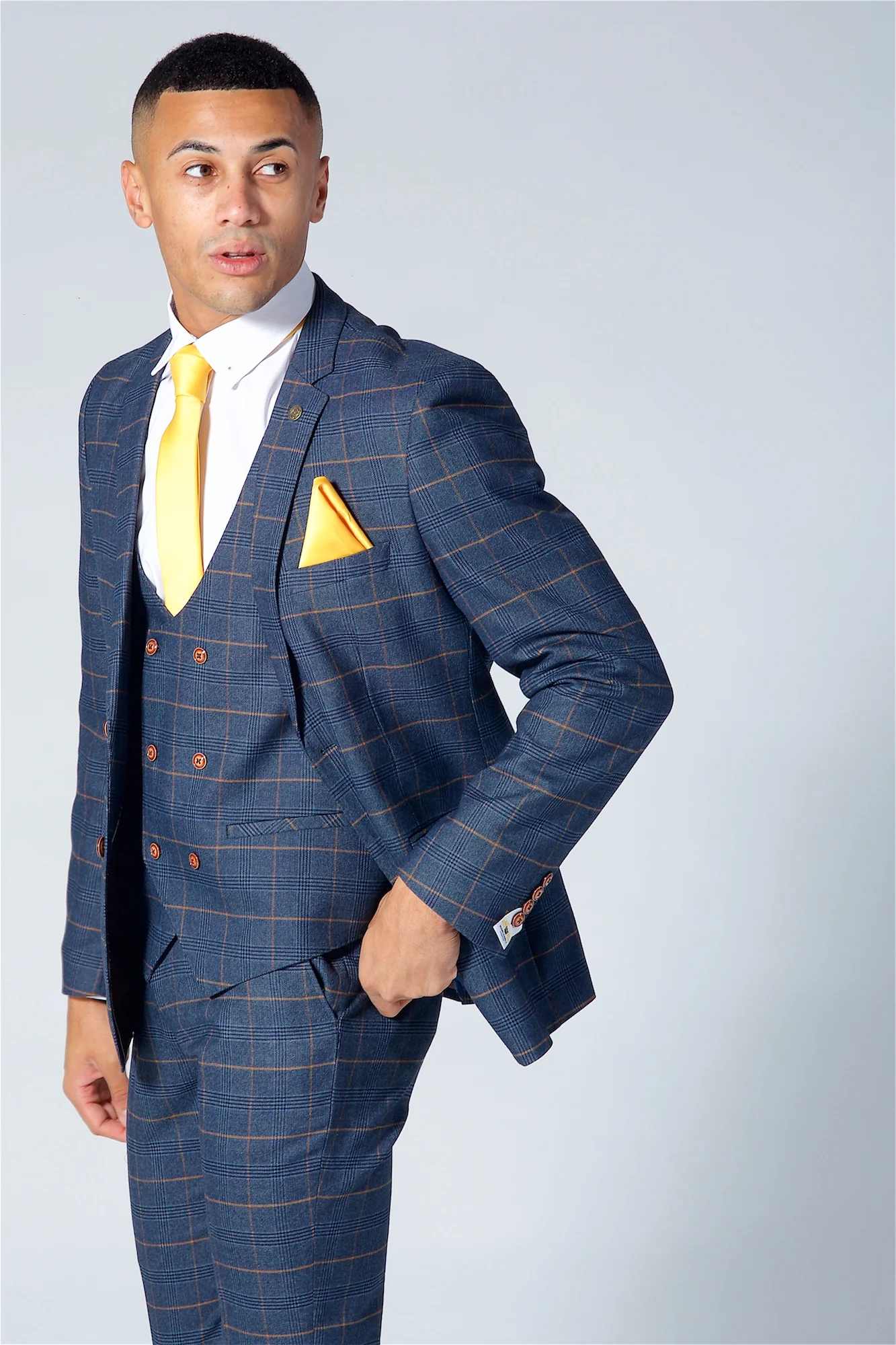Marc Darcy Jenson Navy Check Three Piece Suit - Image 6