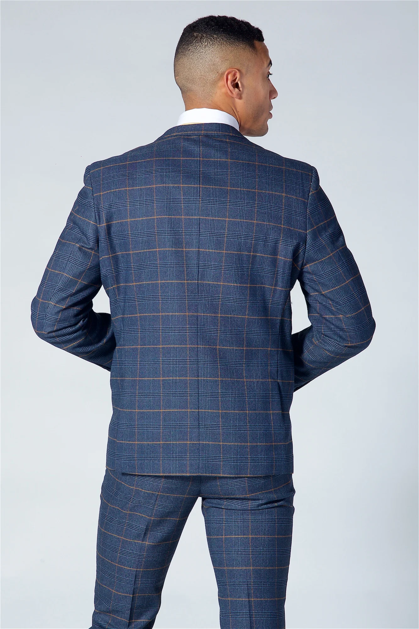Marc Darcy Jenson Navy Check Three Piece Suit - Image 7
