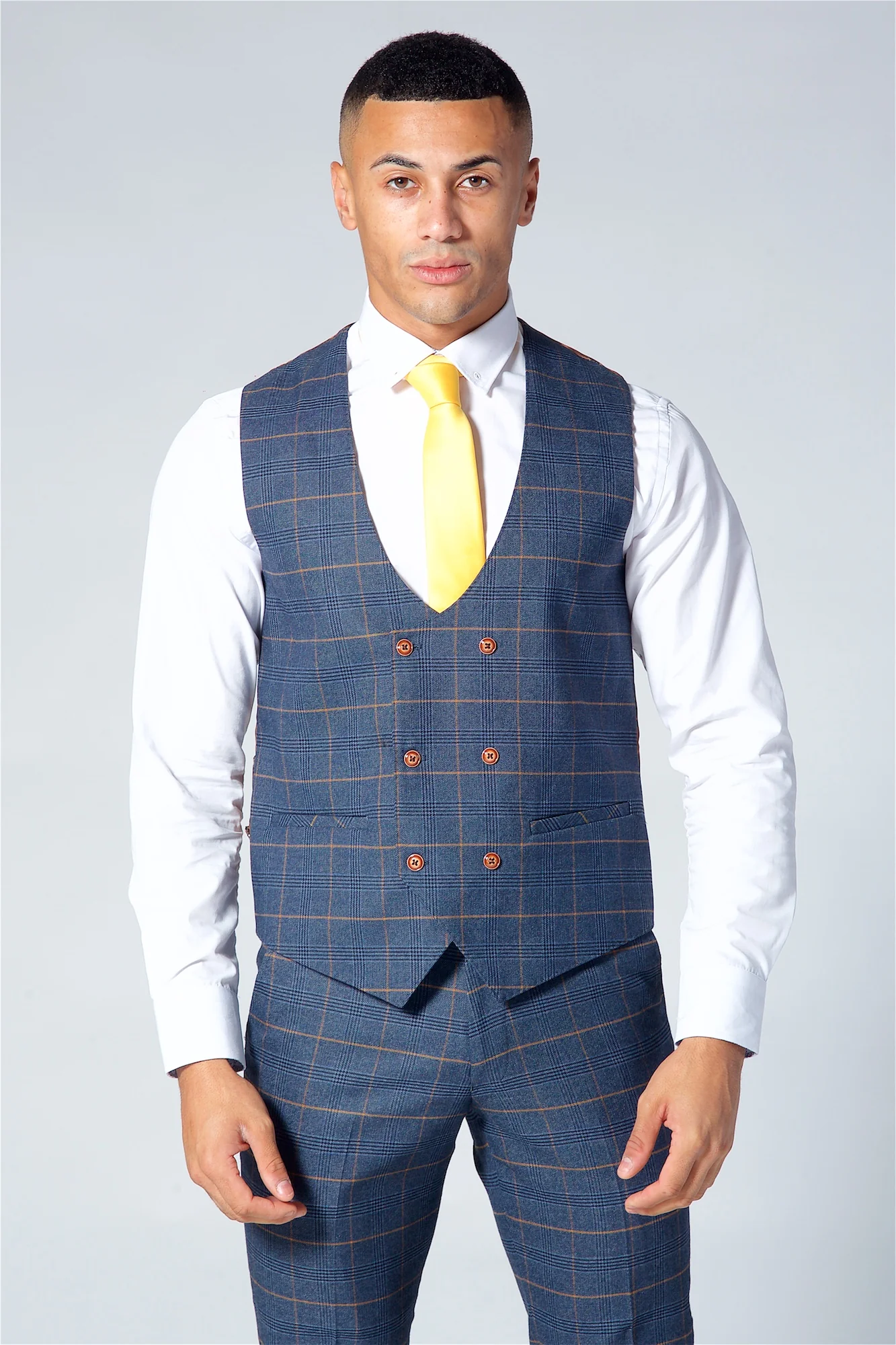 Marc Darcy Jenson Navy Check Three Piece Suit - Image 9