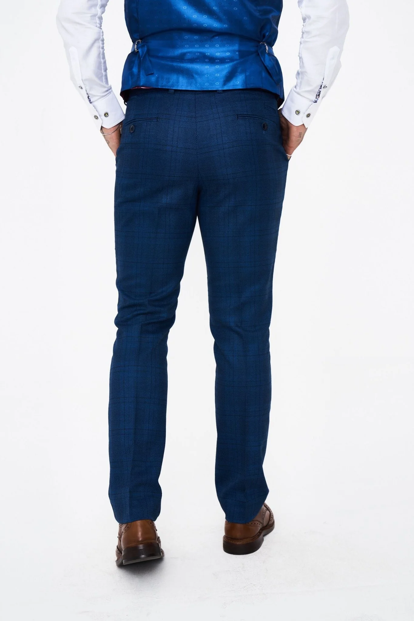 Marc Darcy Jerry Blue Check Trousers - Image 3