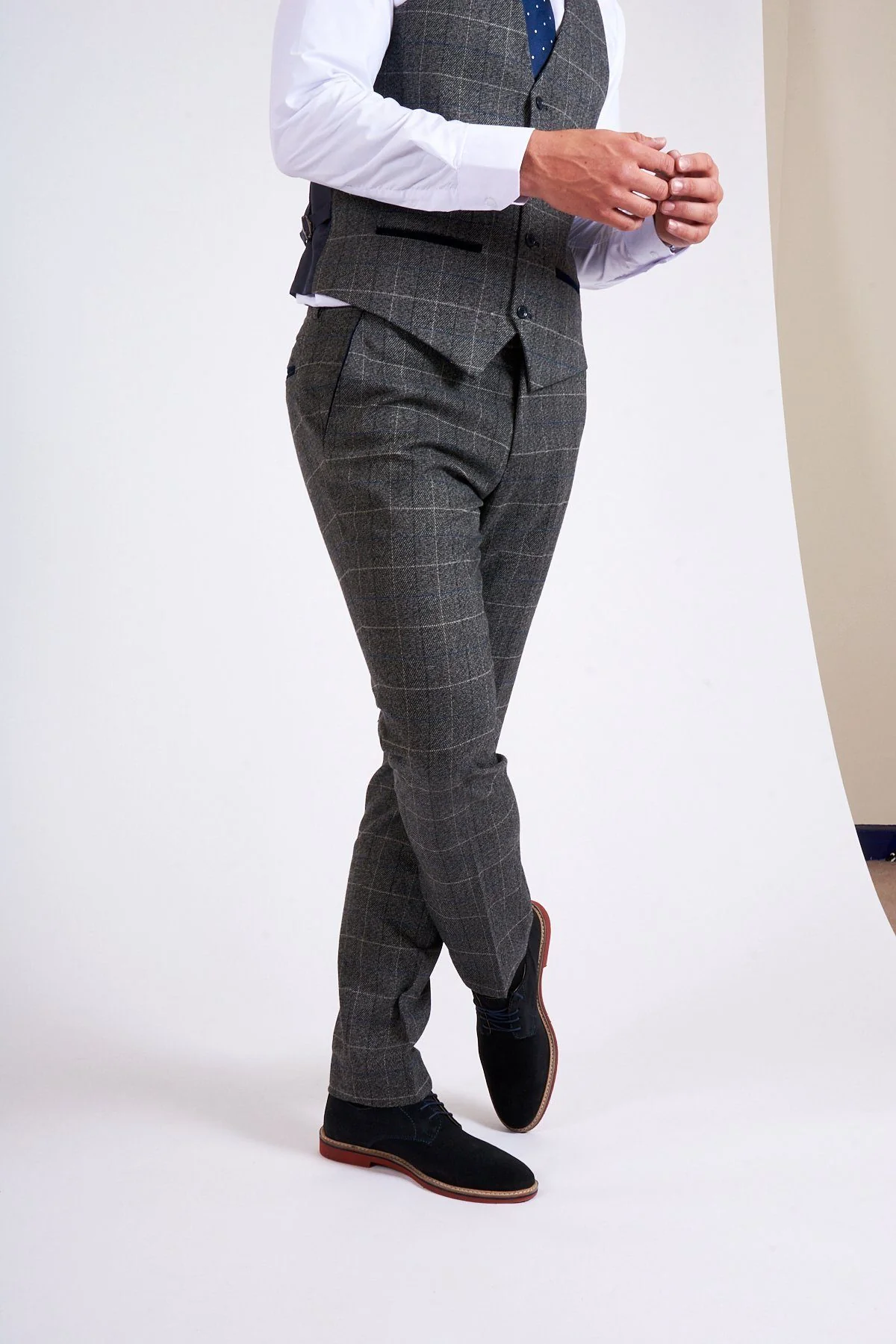 Marc Darcy Scott Grey Tweed Trousers - Image 3