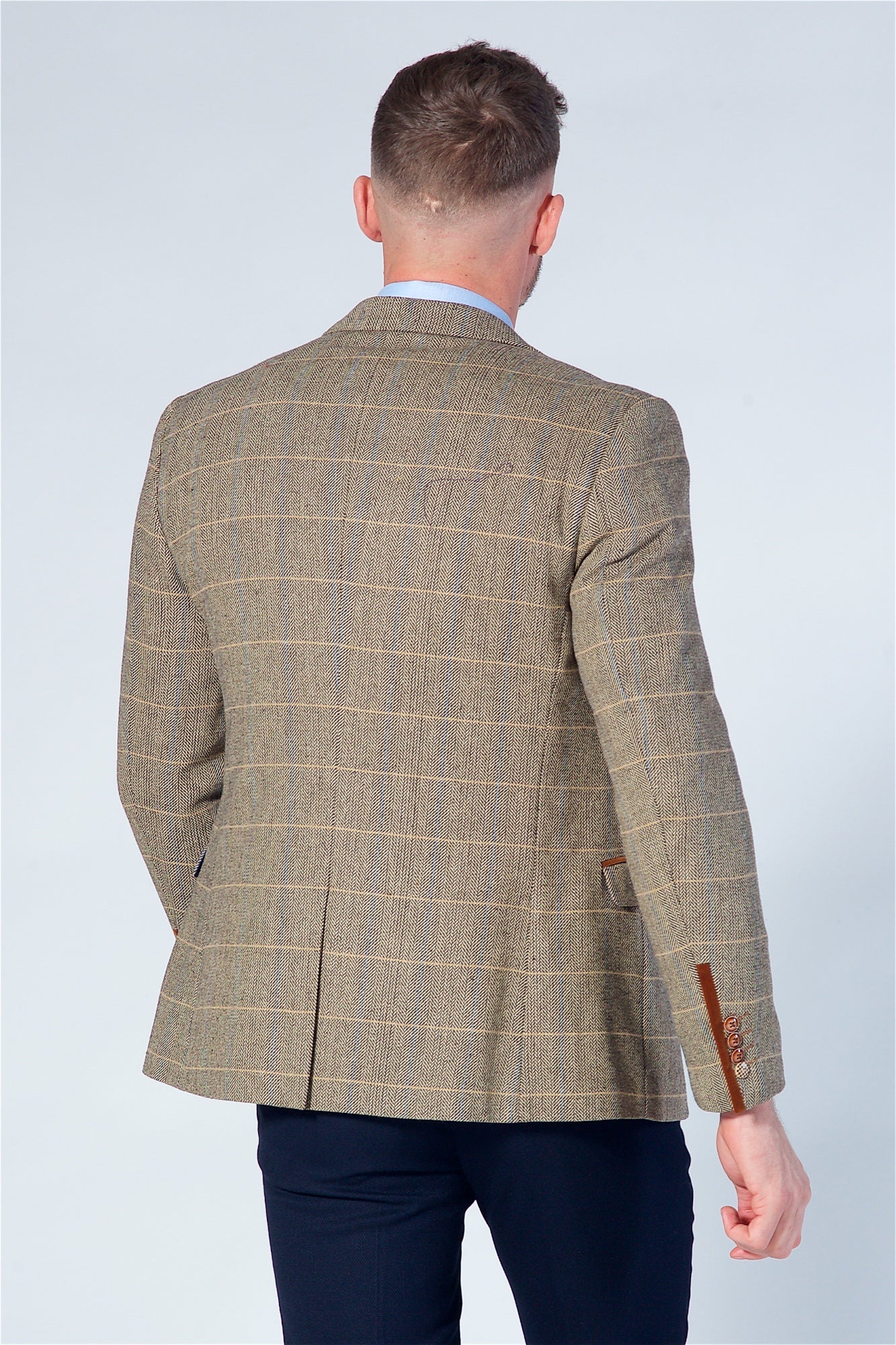 Marc Darcy Ted Tan Tweed Check Blazer - Image 8