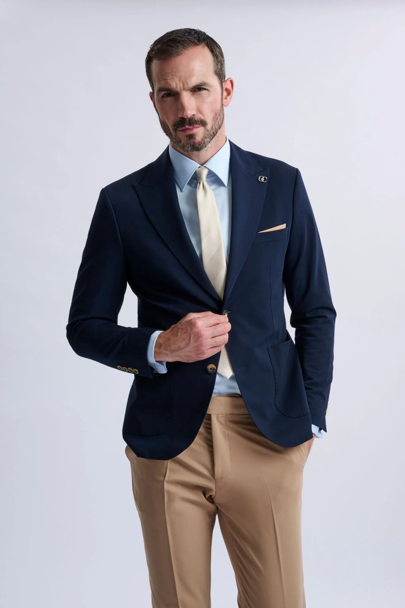 Marcello Single-Breasted Blazer with Camel Trousers - Image 3