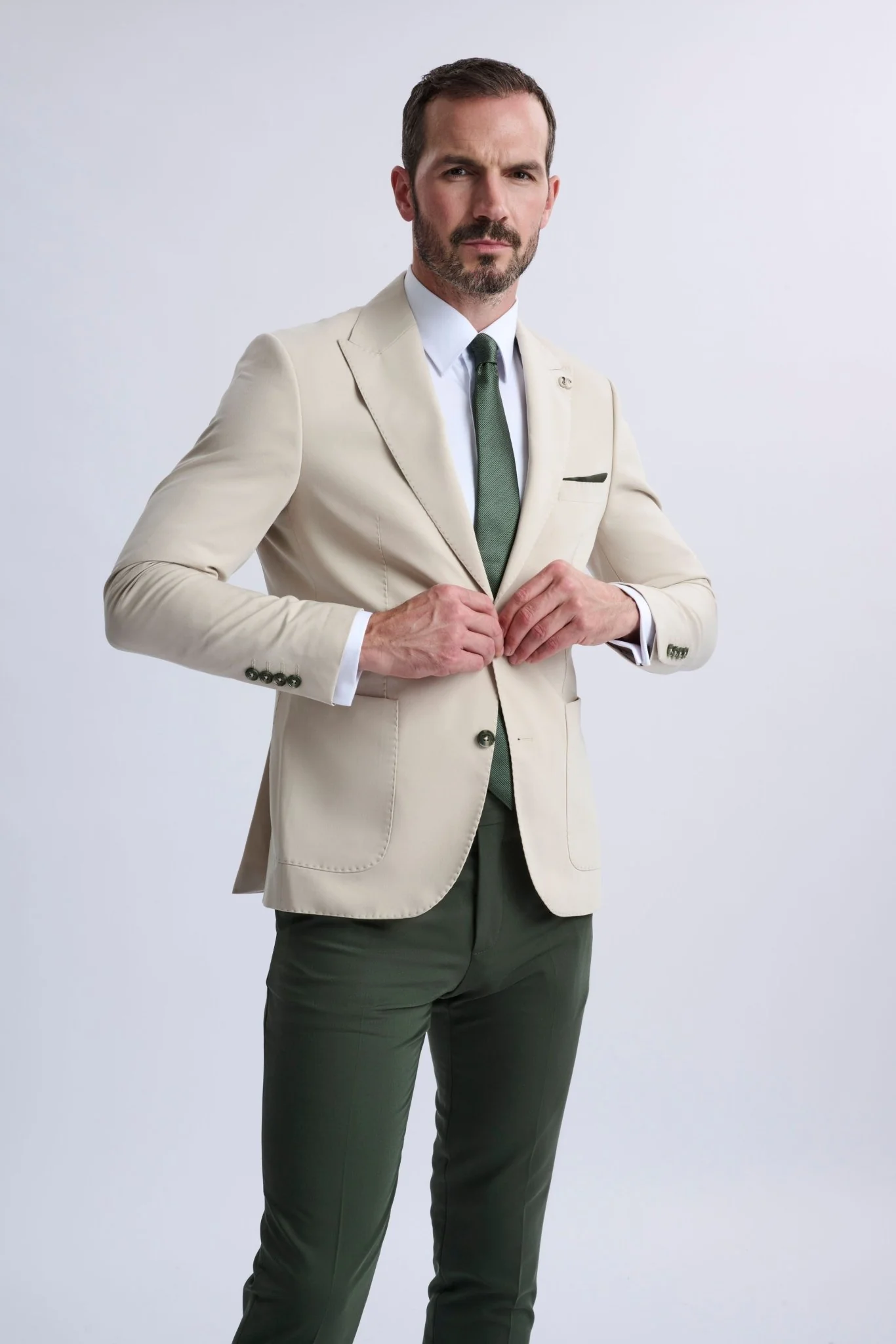 Marcello Single-Breasted Blazer with Khaki Trousers - Image 3