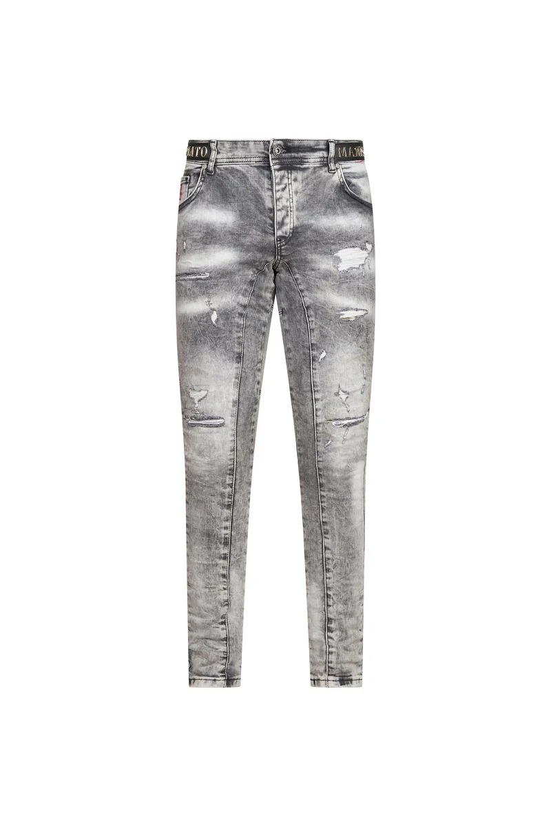 Mario Morato Grey Washed Distressed Skinny Jeans