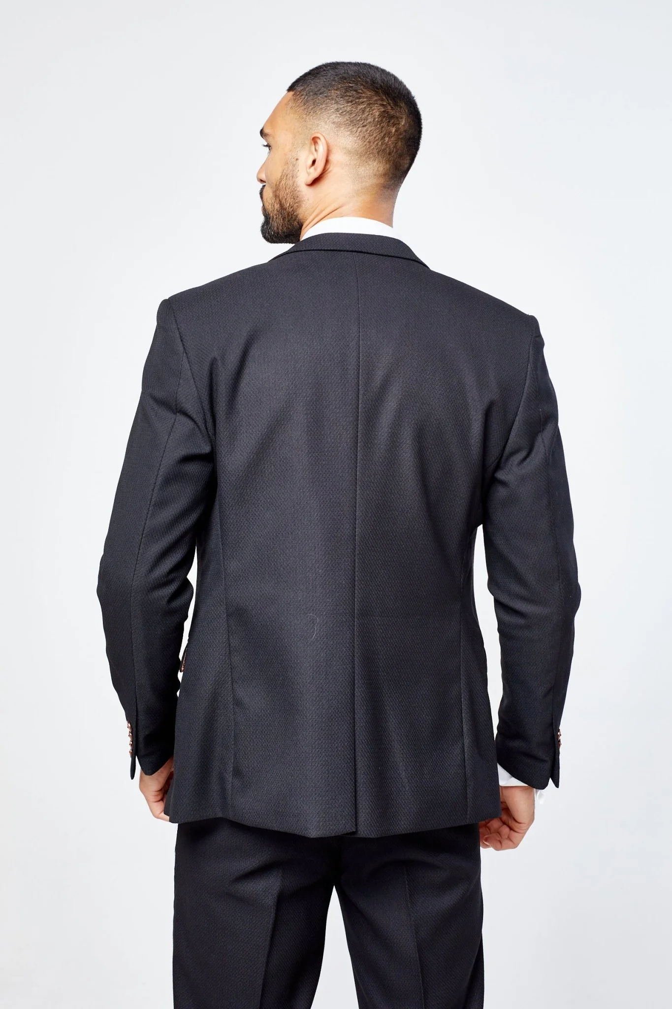 Max - Black Three Piece Suit with Contrast Buttons - Image 3
