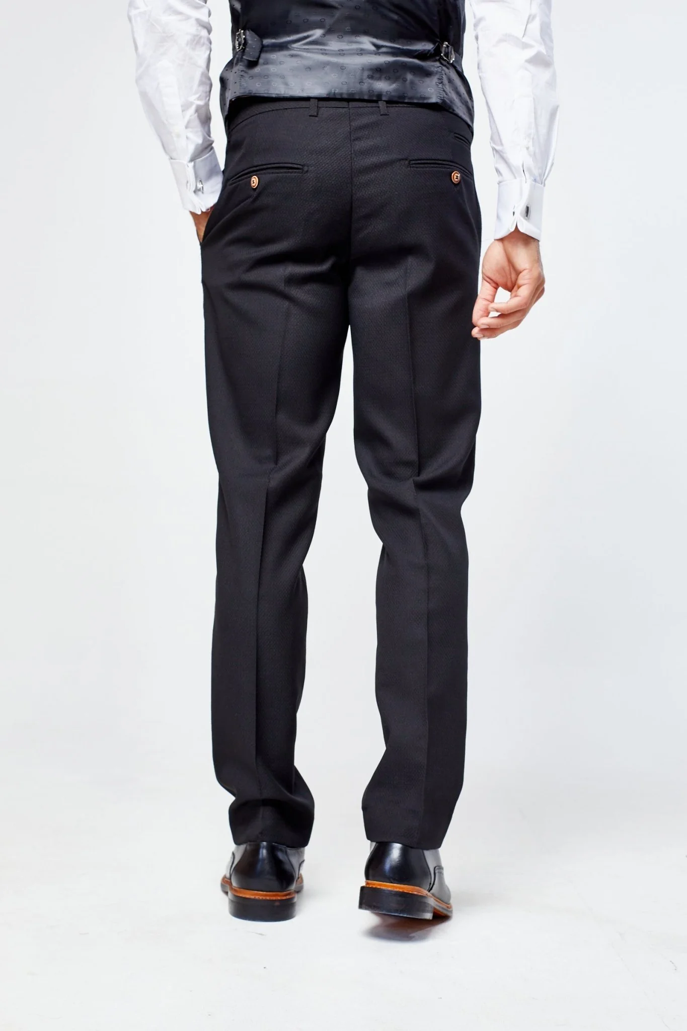 Max - Black Three Piece Suit with Contrast Buttons - Image 10
