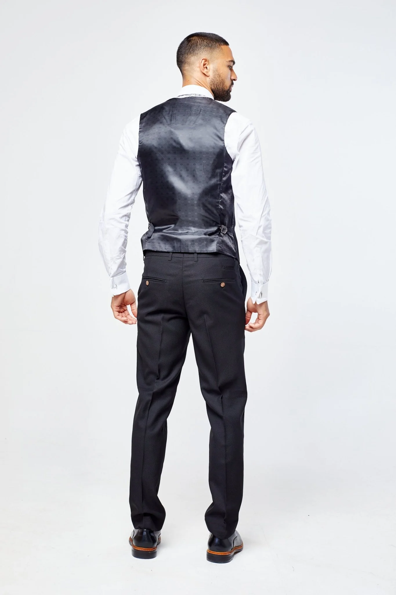 Max - Black Three Piece Suit with Contrast Buttons - Image 6